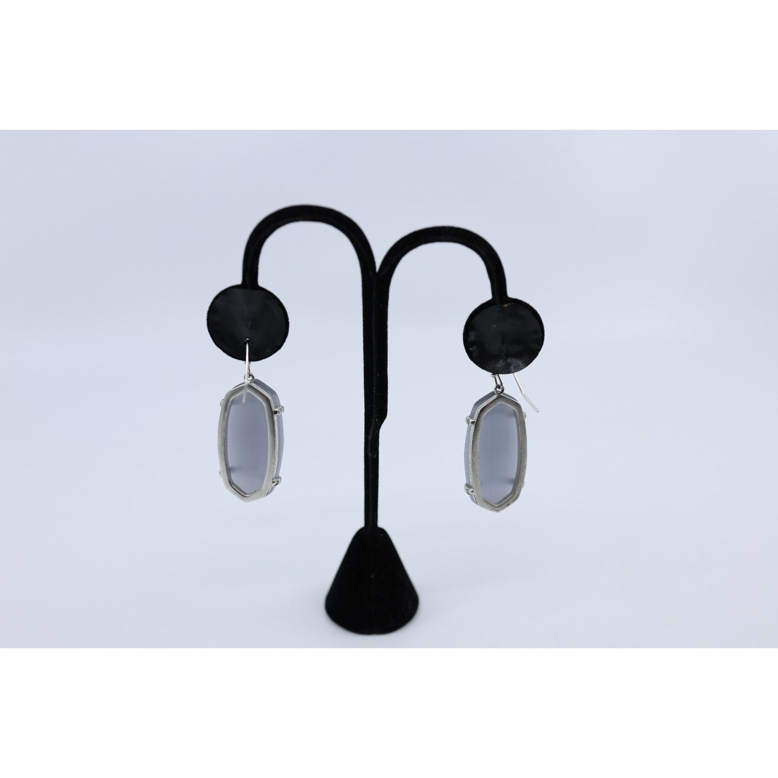 Kendra Scott KENDRA SCOTT Esme Silver Tone Slate Cat Eye Dangle Earrings Size ONE SIZE - 3 Thumbnail