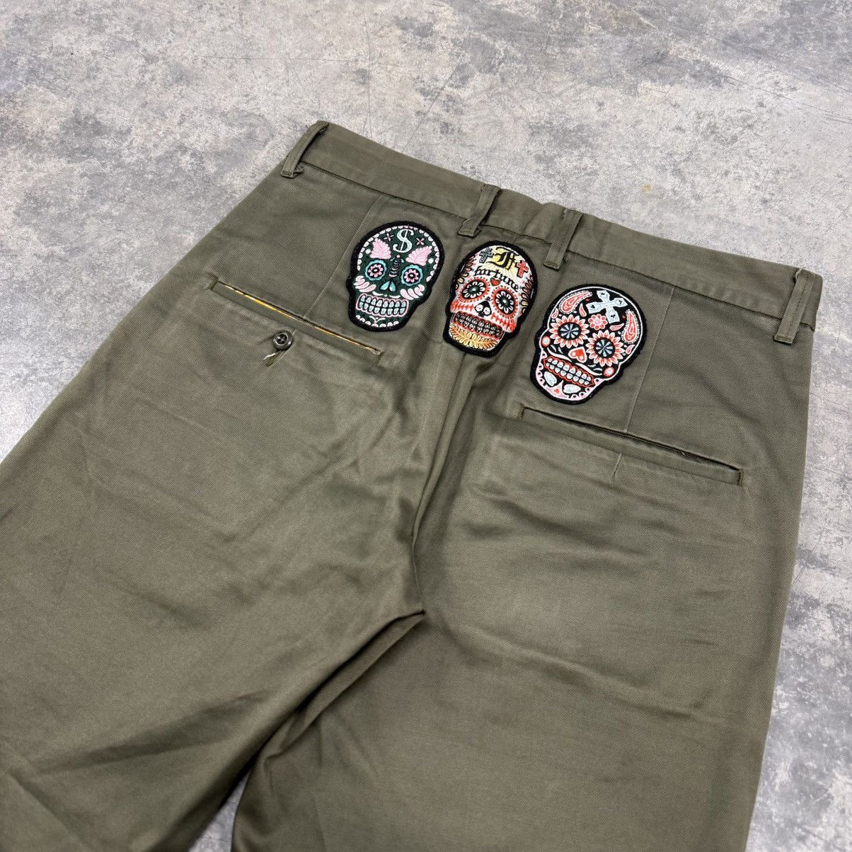 Sasquatchfabrix Sasquatchfabrix Embroidered Sugar Skull Green Khaki Pants Size US 32 / EU 48 - 2 Thumbnail