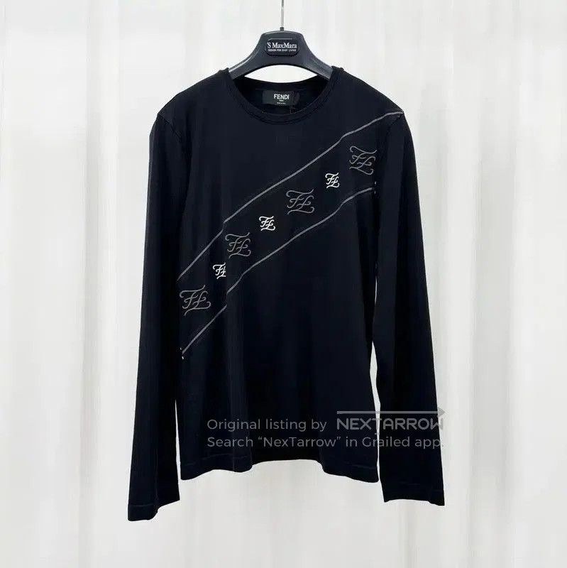 Fendi Fendi Black Long Sleeve T-Shirt with Embroidery . Size S / US 4 / IT 40 - 1 Thumbnail