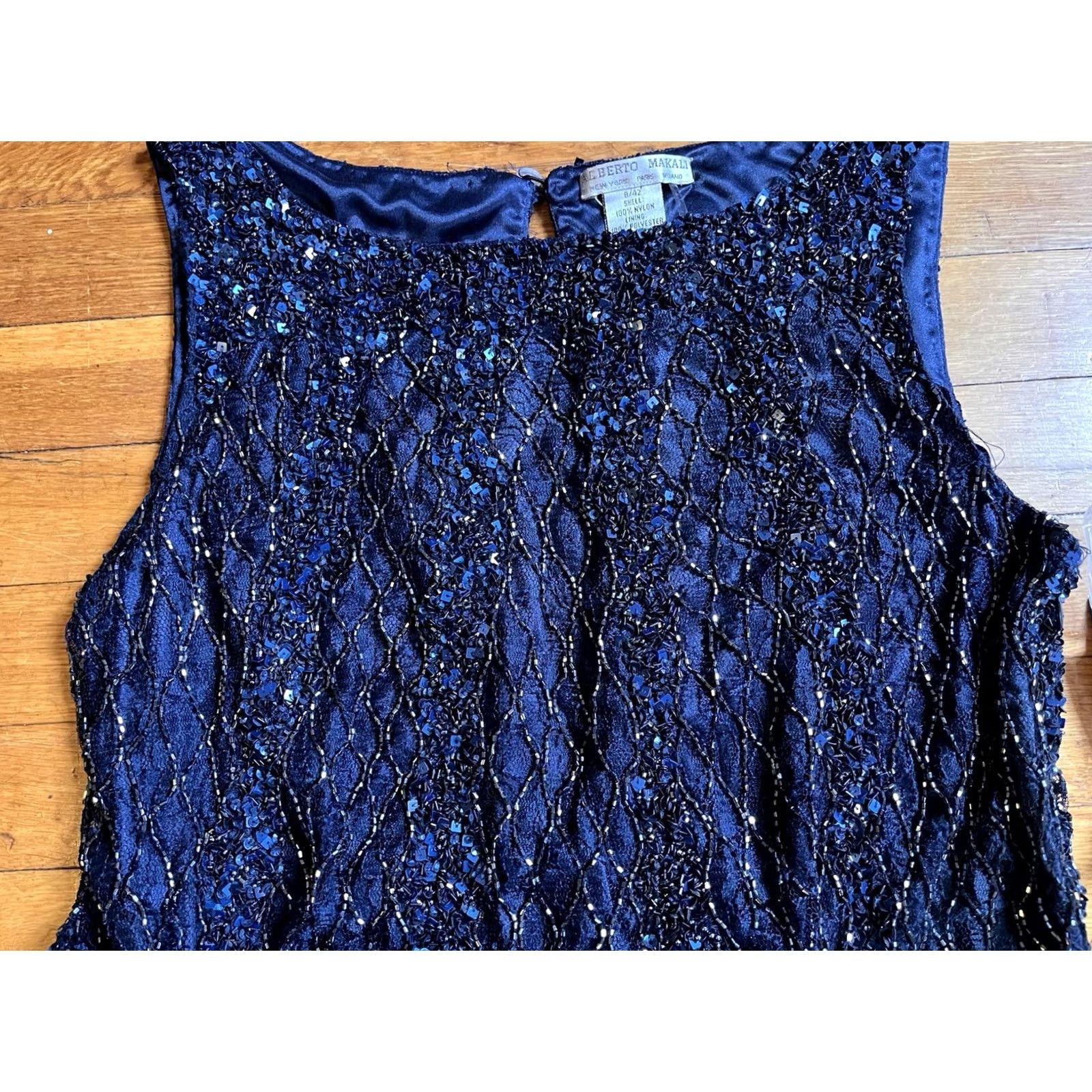Vintage VINTAGE Alberto Makali Beaded Sequin Dress Women’s 8 Navy Blue Black Dress Size M / US 6-8 / IT 42-44 - 3 Thumbnail