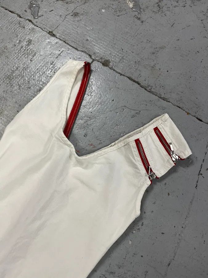 Vintage 2000s Plein Sud Red Zip White Dress Size XS / US 0-2 / IT 36-38 - 5 Thumbnail