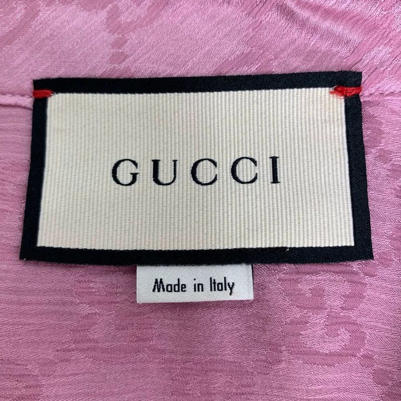 Gucci Gucci Double G full print lapel pink mulberry silk long-sle Size US M / EU 48-50 / 2 - 5 Thumbnail