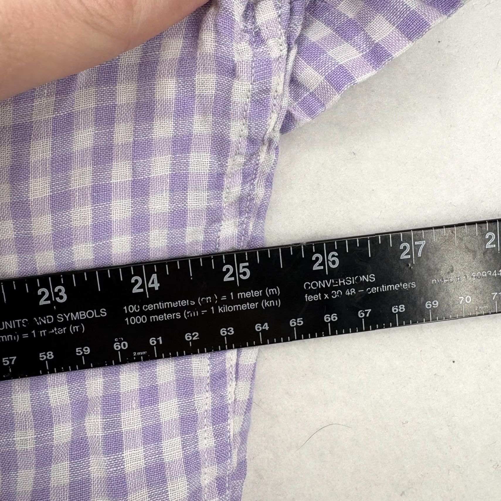 Banana Republic Banana Republic Shirt Mens XL Purple Check Short Sleeve Button Up Camden Linen Size US XL / EU 56 / 4 - 7 Thumbnail