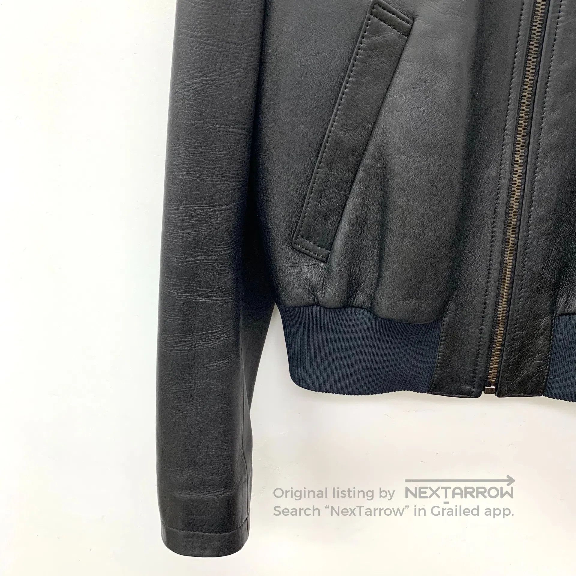 Prada Prada Black triangle logo leather collar zip long-sleeve l Size S / US 4 / IT 40 - 4 Thumbnail