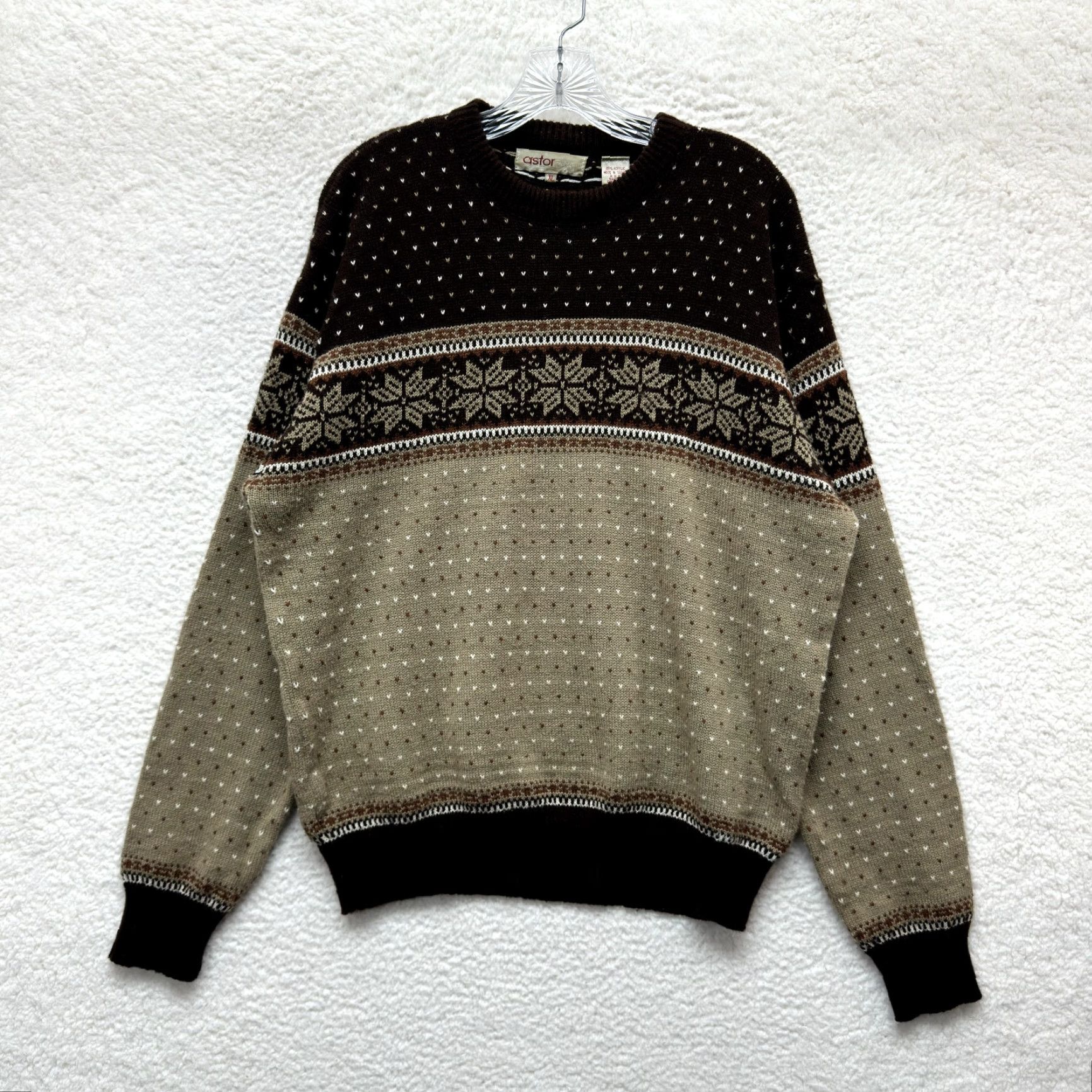 Vintage VINTAGE Astor One Sweater XL Mens Brown Winter Knit Fair Isle Icelandic Nordic Geometric Mens, XL, Brown, Geometric, 1990s Size US XL / EU 56 / 4 - 2 Thumbnail