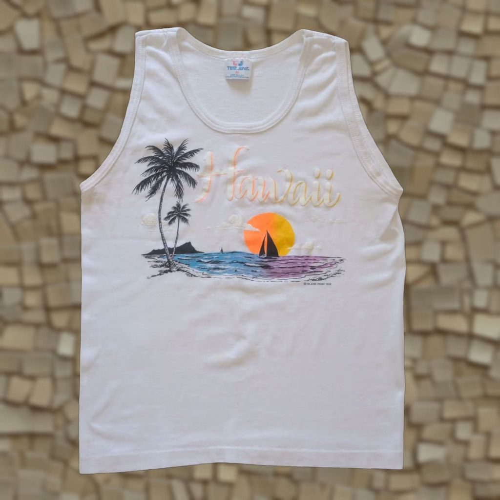 TEE JAYS VINTAGE HAWAII 80s 90s RETRO SAILING PUFF PRINT TEE JAYS TANK TOP USA MADE Men SZ M Size US M / EU 48-50 / 2 - 1 Thumbnail