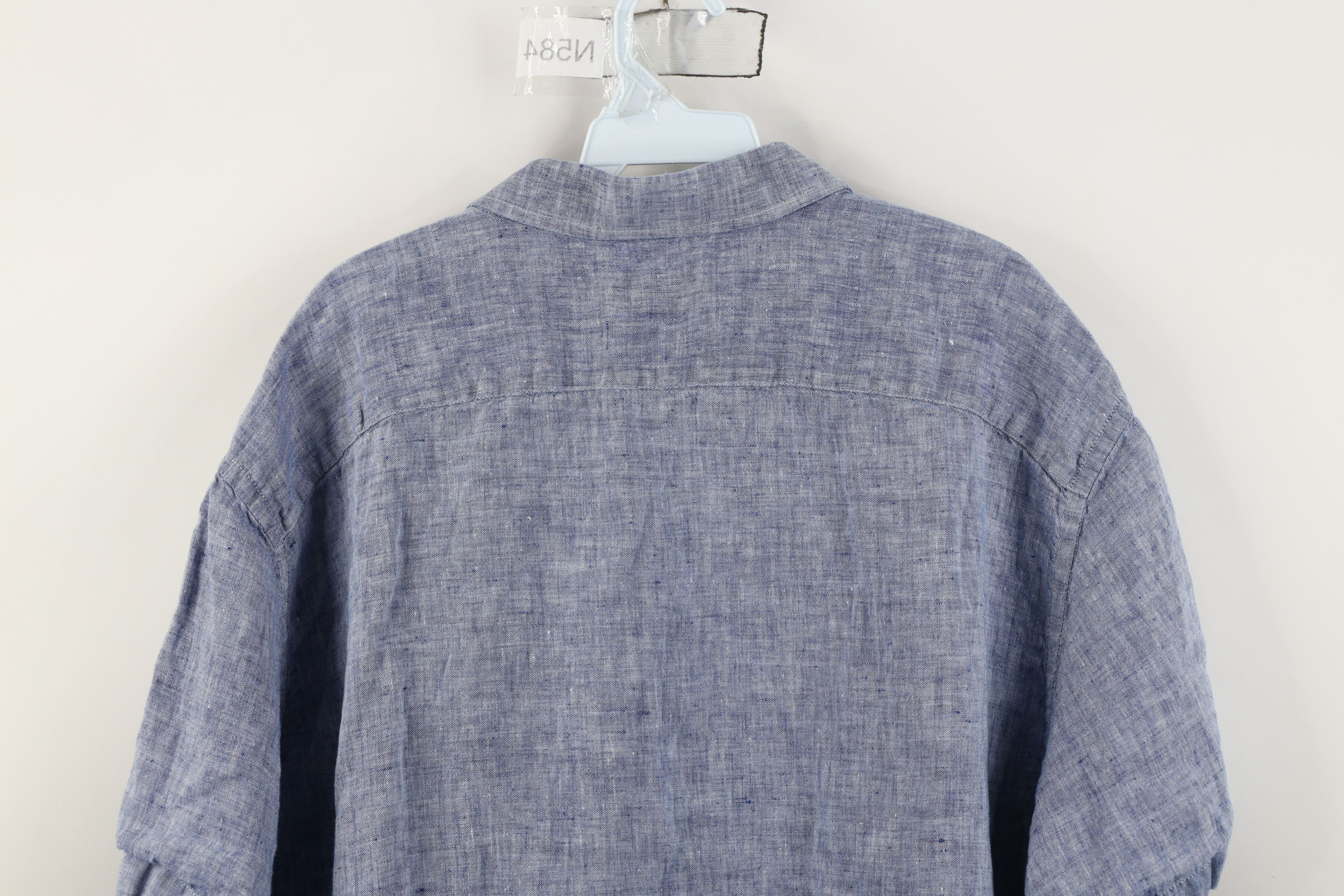 UNTUCKit Untuckit Chambray Linen Short Sleeve Collared Button Shirt Size US XL / EU 56 / 4 - 12 Thumbnail