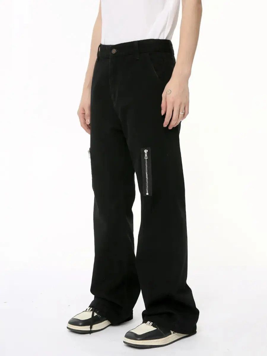 Japanese Brand Retro loose zipper patchwork micro flared jeans Size US 32 / EU 48 - 2 Thumbnail