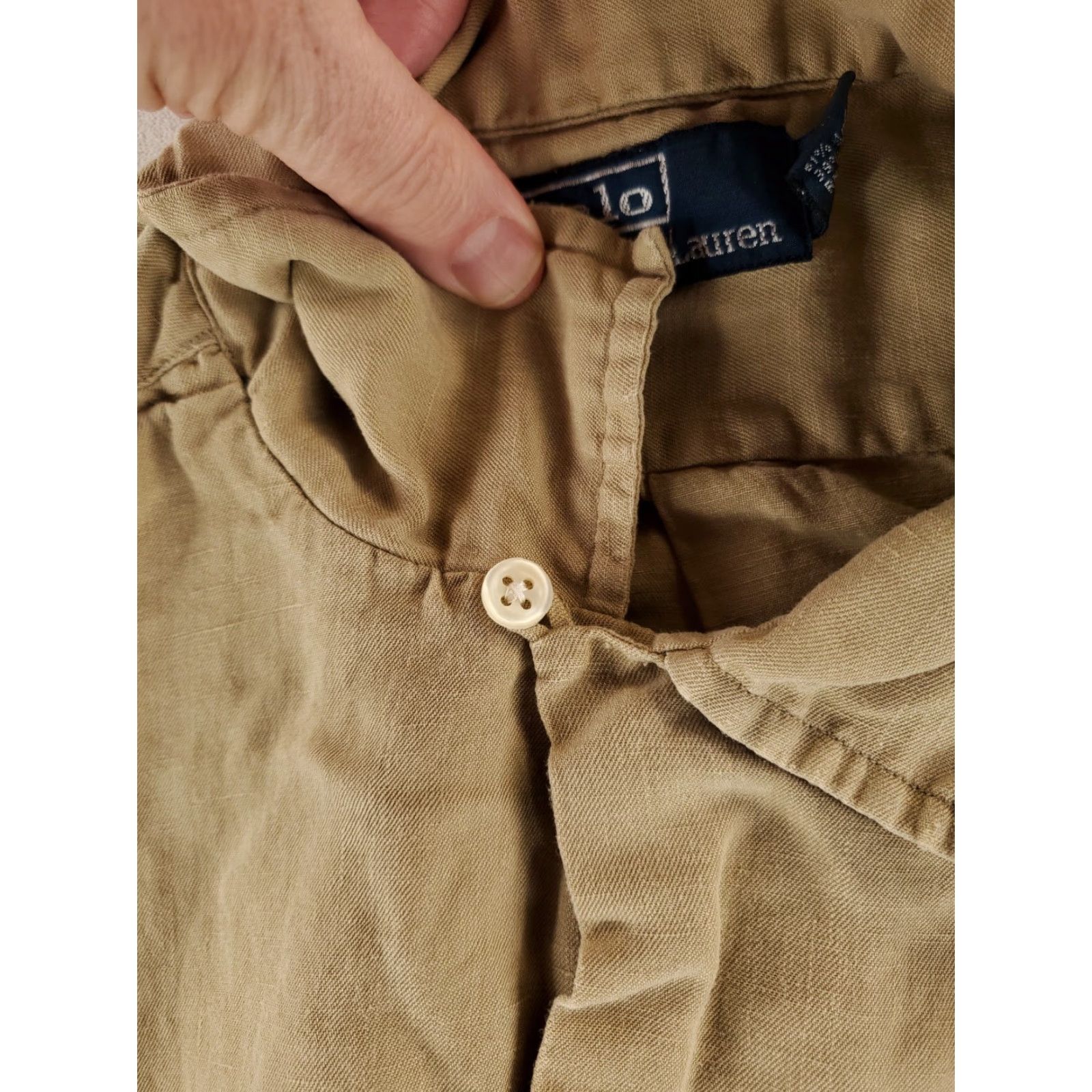 Polo Ralph Lauren Polo Ralph Lauren Shirt Mens M Linen Silk Blend Tan Brown Loop Collar Button Up Short Sleeve Size US M / EU 48-50 / 2 - 4 Thumbnail