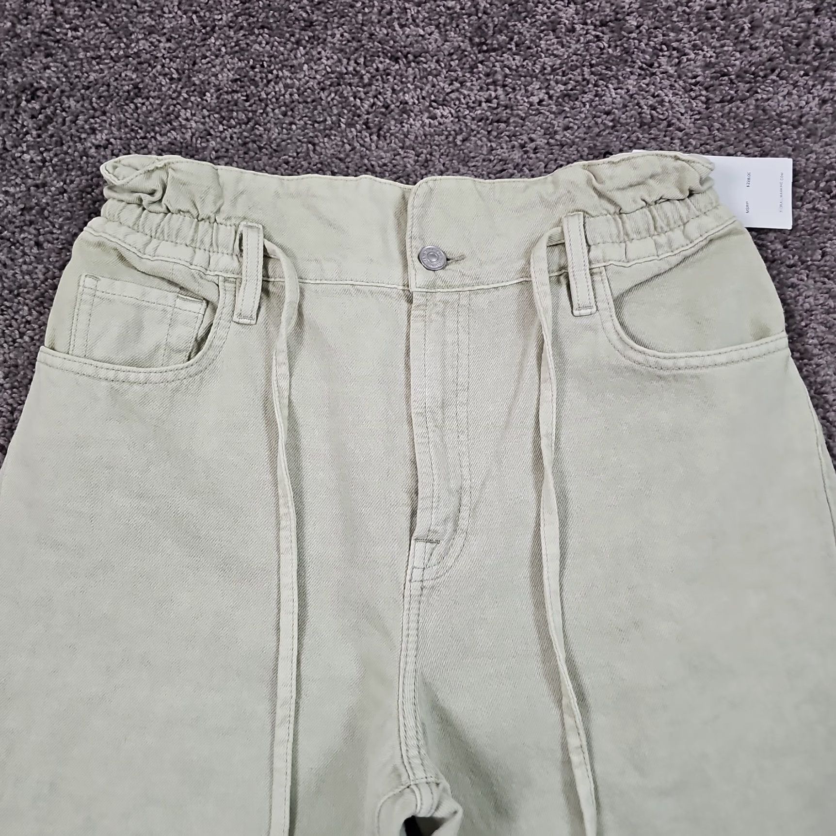 7 For All Mankind 7 For All Mankind Jeans Women Paperbag Style High Rise Elastic Waist Green 27 28x27 Denim Cotton 100% Inseam 27 in Regular Fit Size 27" / US 4 / IT 40 - 2 Thumbnail