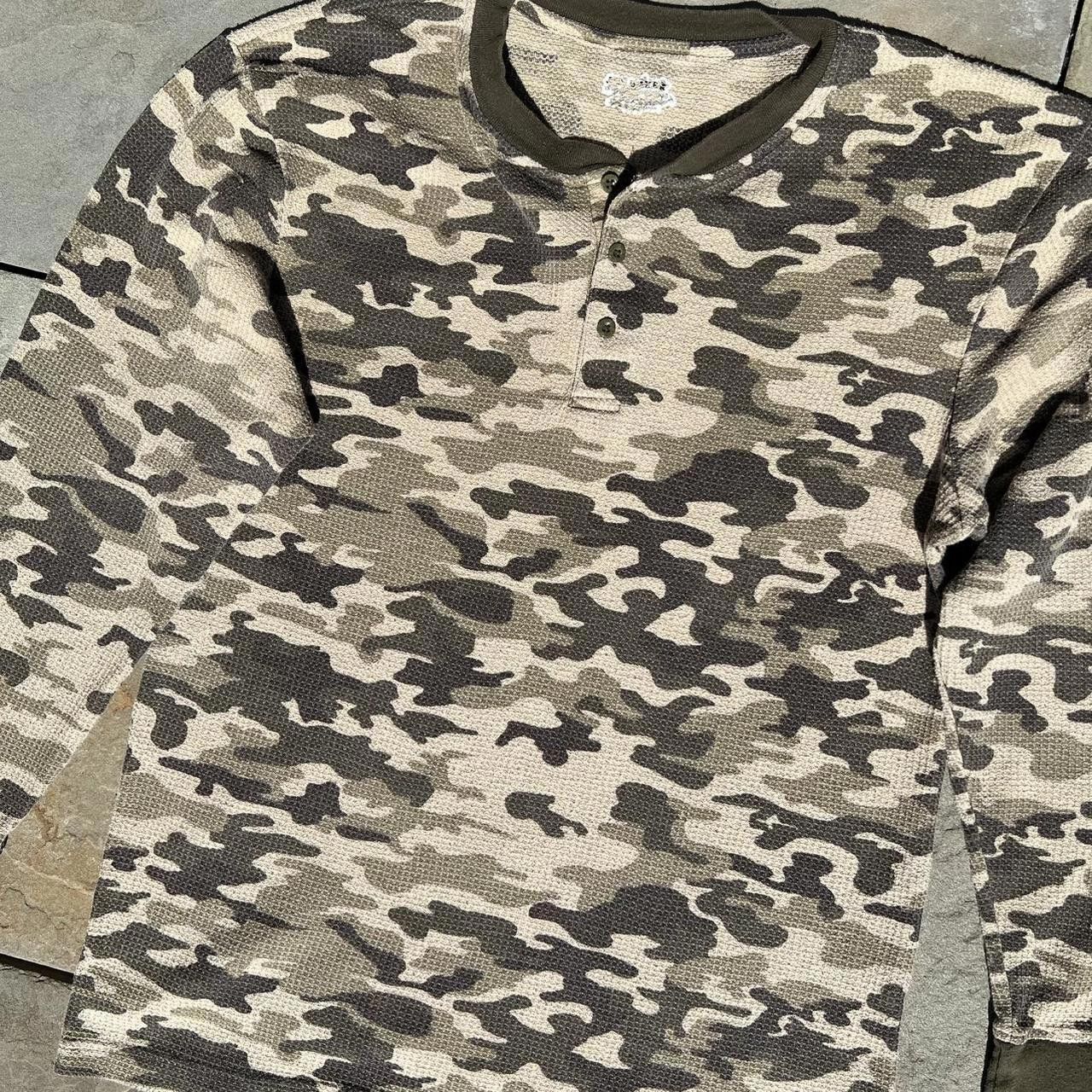 Joe Boxer Y2K Tan Camo Waffle Knit Thermal Henley Size US L / EU 52-54 / 3 - 2 Thumbnail