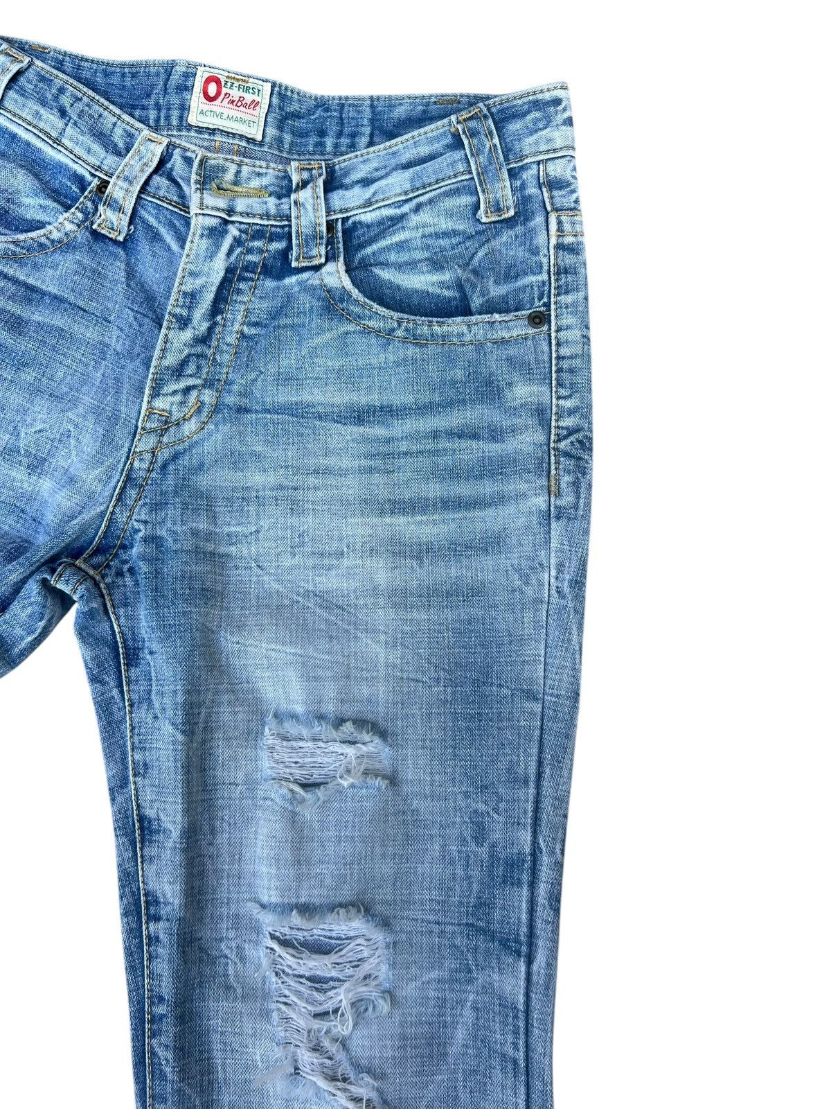 Japanese Brand Dirty Mud Ozz-First PinBall Distress Rip Denim Flare Jeans Size US 29 - 9 Thumbnail