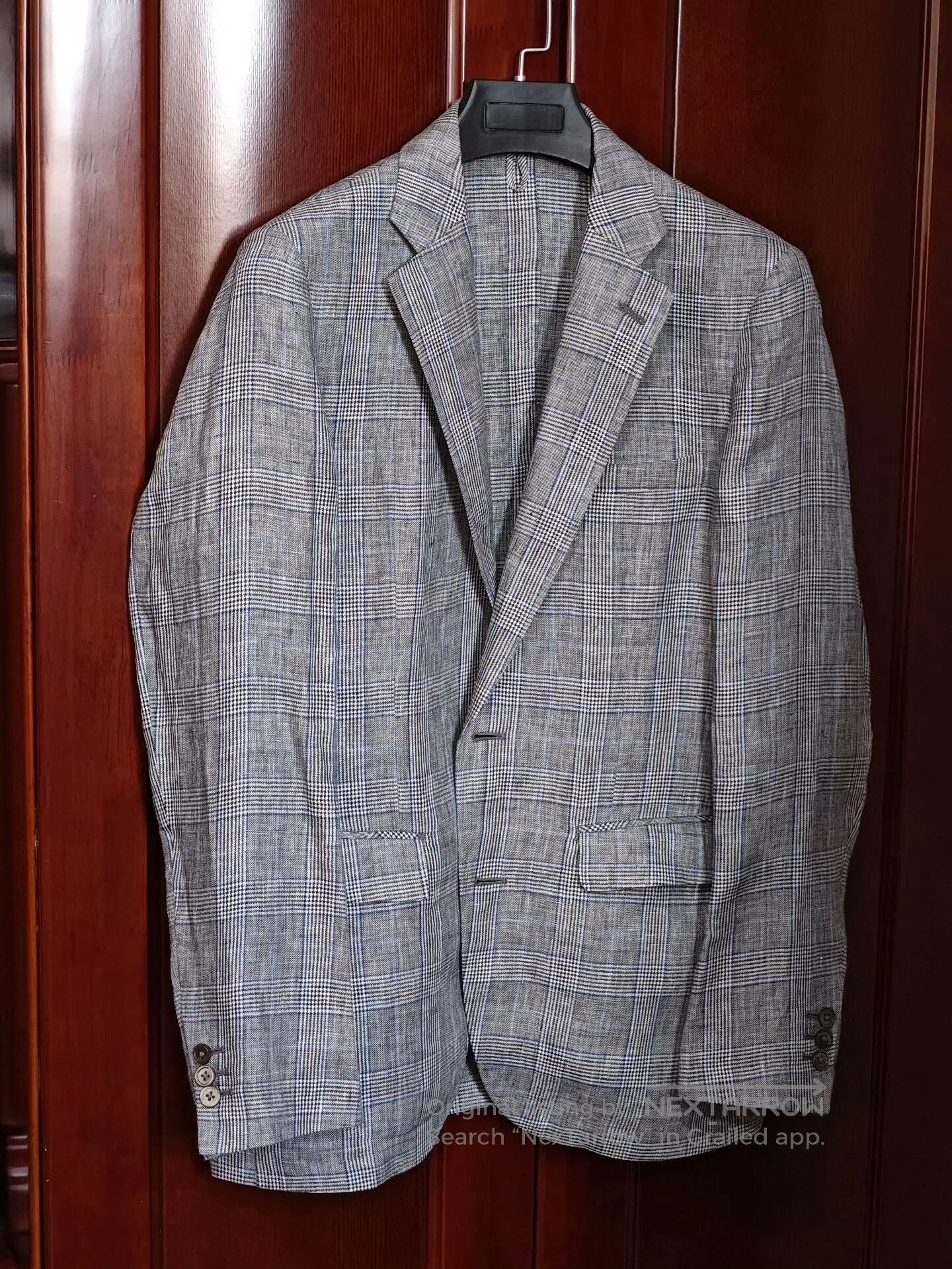 Japanese Brand Custom Gray Blue Plaid Linen Blazer. Size US M / EU 48-50 / 2 - 1 Thumbnail
