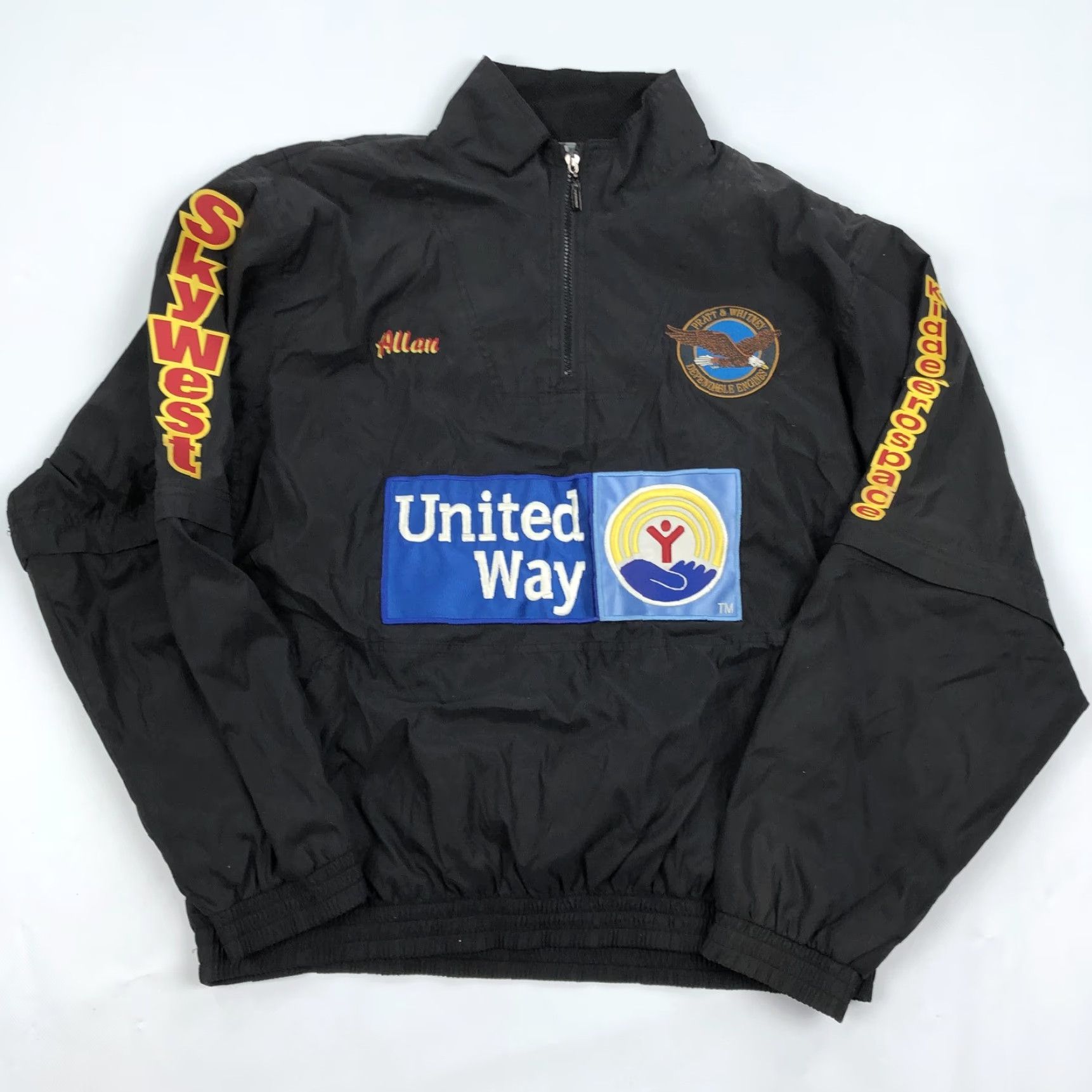 Weatherproof VINTAGE Weatherproof Jacket Windbreaker XL Mens Black Quarter-Zip Mock Neck Logo Aviation Corporate Weatherproof SkyWest United Way Size US XL / EU 56 / 4 - 2 Thumbnail