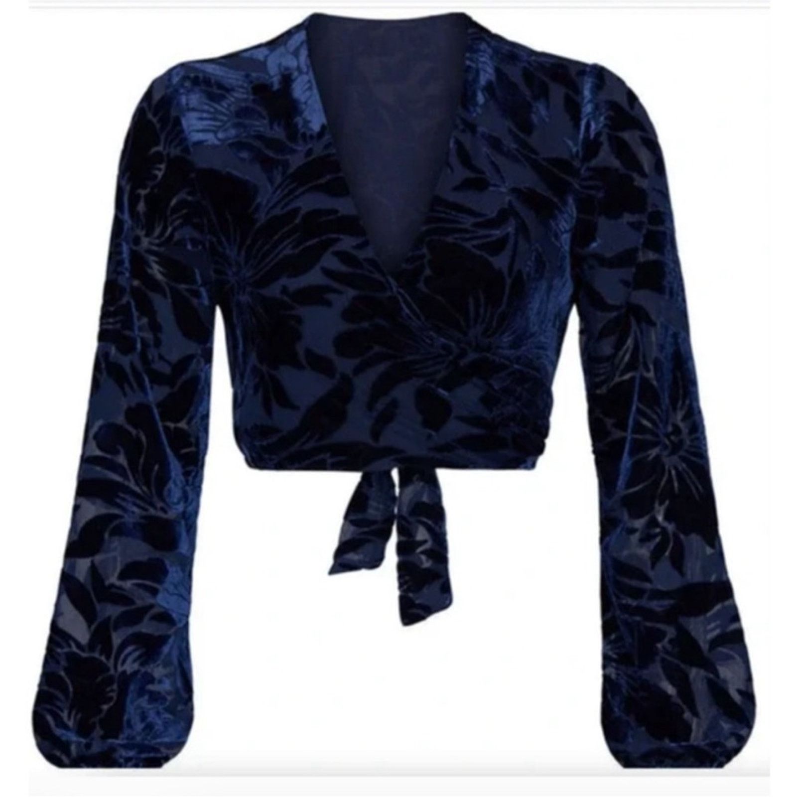Hutch Hutch Claudia Crushed Velvet Wrap Crop Top, EUC, Medium Size M / US 6-8 / IT 42-44 - 2 Thumbnail