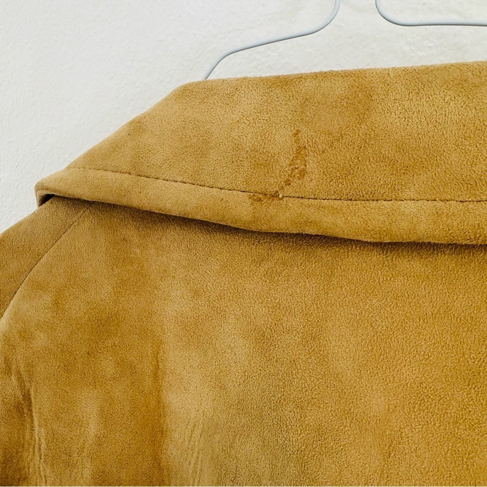 Vintage VINTAGE Beige Tan Camel Suede Leather Trench Coat Tie Jacket Size M / US 6-8 / IT 42-44 - 13 Thumbnail