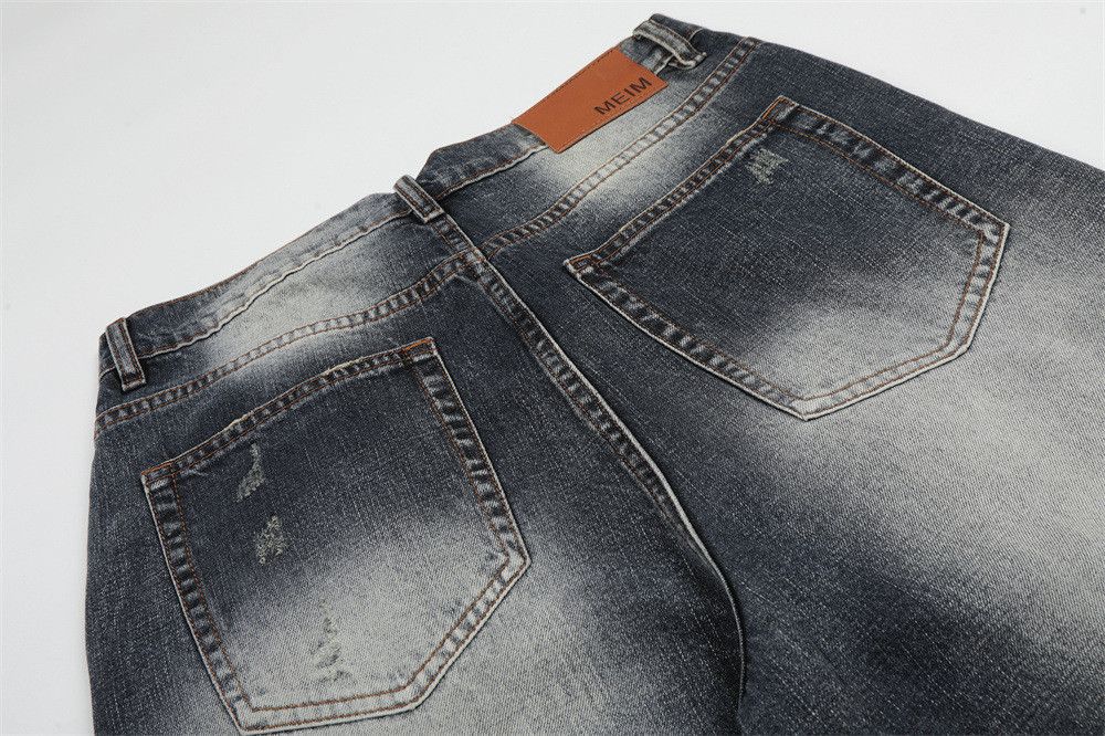 Japanese Brand Men's Street-Style Color-Block Distressed Casual Jeans Size US 32 / EU 48 - 5 Thumbnail