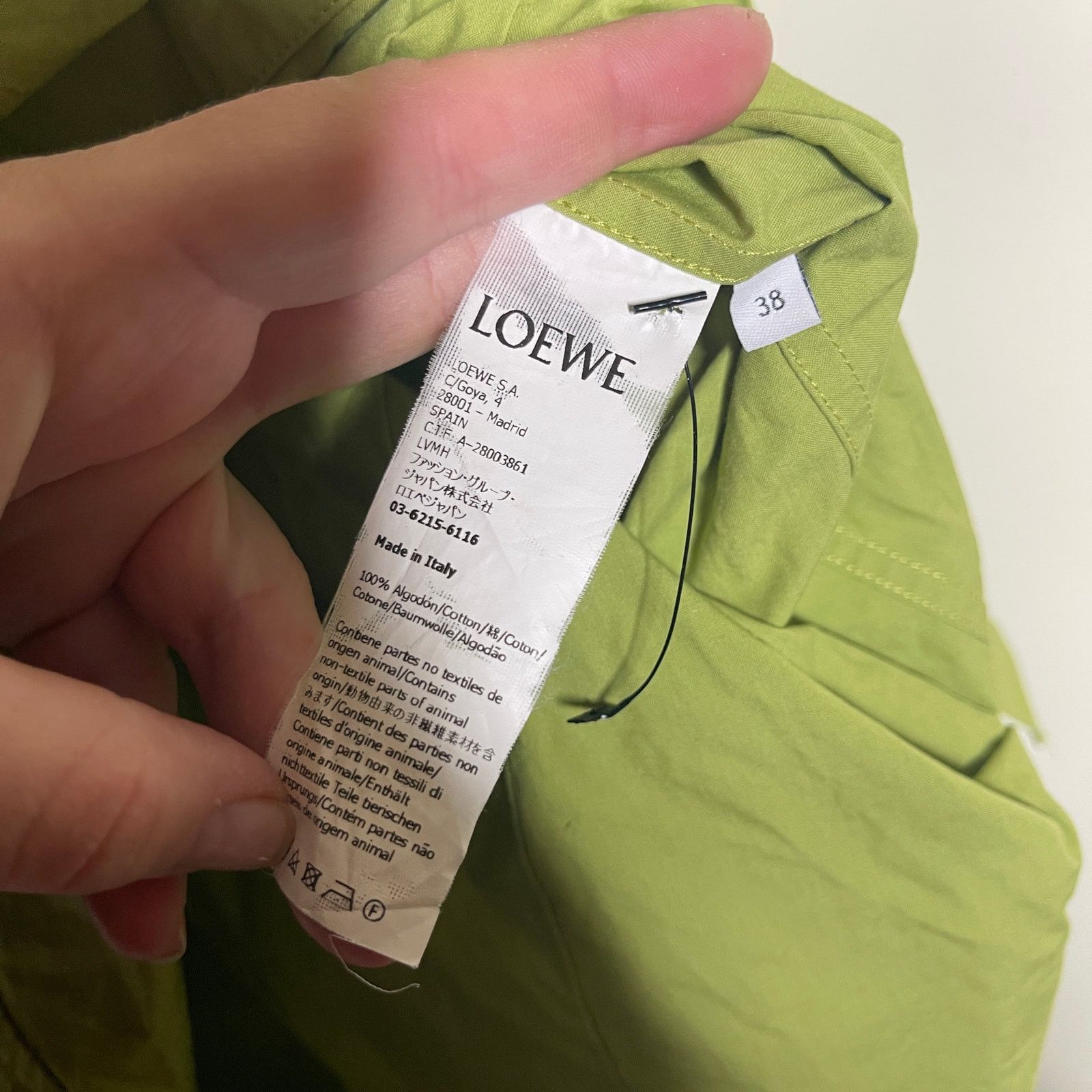 Loewe Loewe Cotton shirt dress in Lime Green sz FR 38 US 4-6 Size S / US 4 / IT 40 - 9 Thumbnail