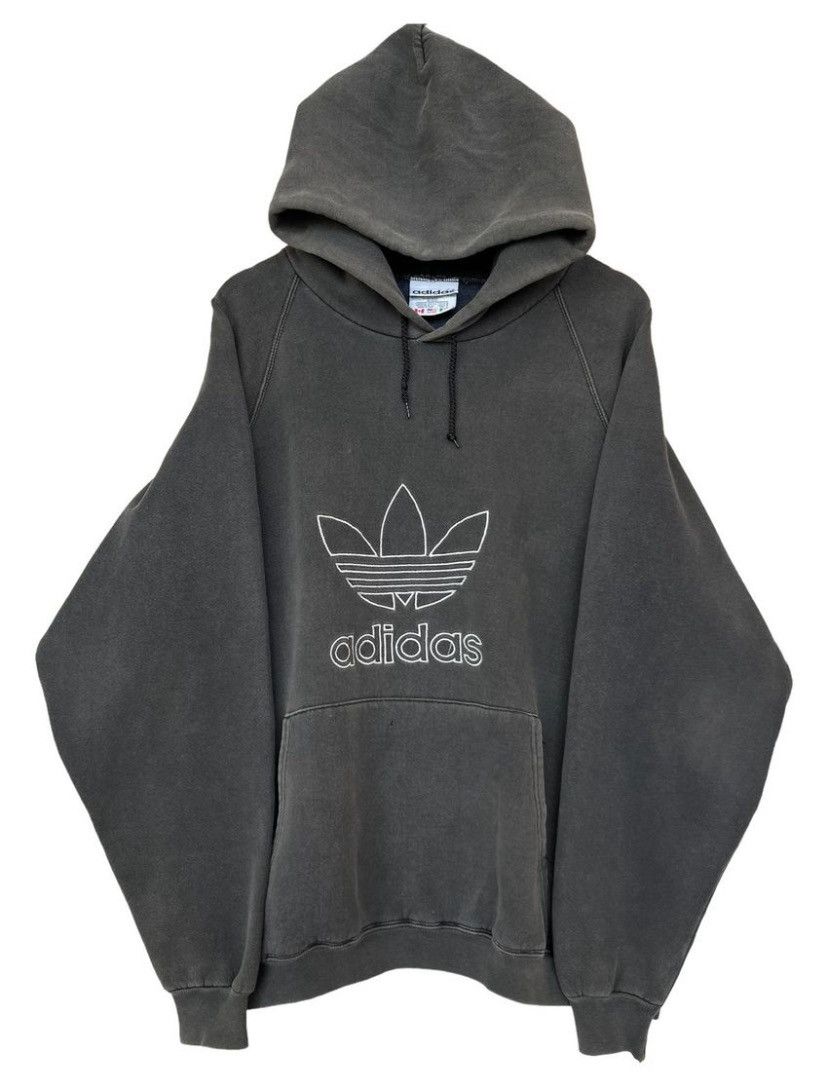 Vintage 90s Adidas Distressed Sunfaded Baggy Black Hoodie