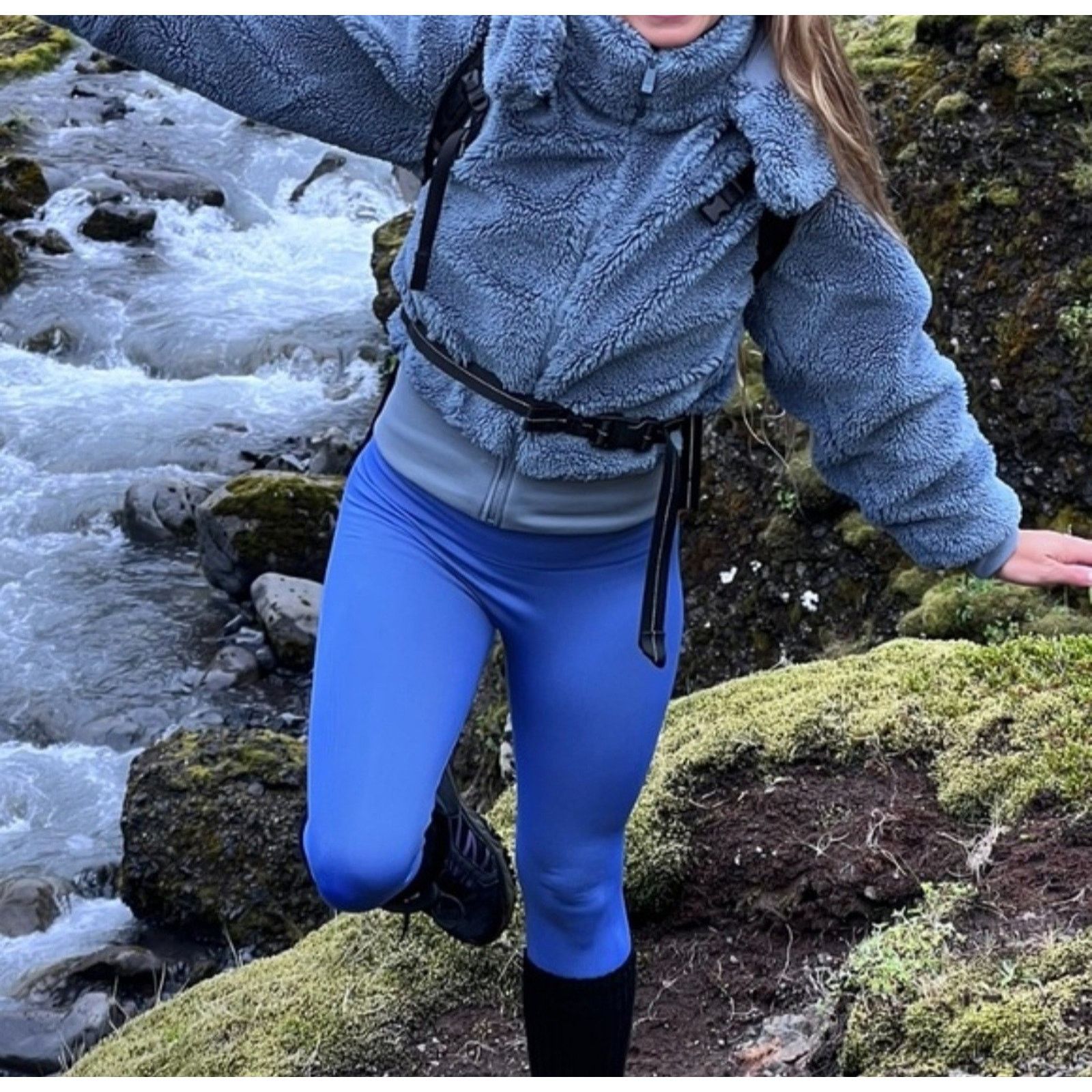 Alo Alo Yoga Foxy Sherpa Jacket XS Steel Blue Faux Fur Full Zip Size XS / US 0-2 / IT 36-38 - 2 Thumbnail