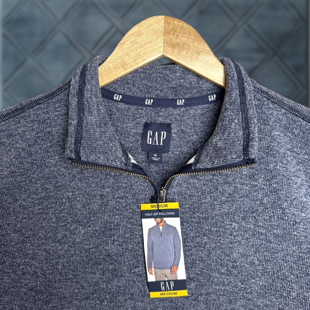 Gap Gap Men Half Zip Mock Neck Sweater M Midnight Knit Pullover Blue 60% cotton 40% polyester Men’s Long Sleeve Brand Gap Size US M / EU 48-50 / 2 - 1 Thumbnail