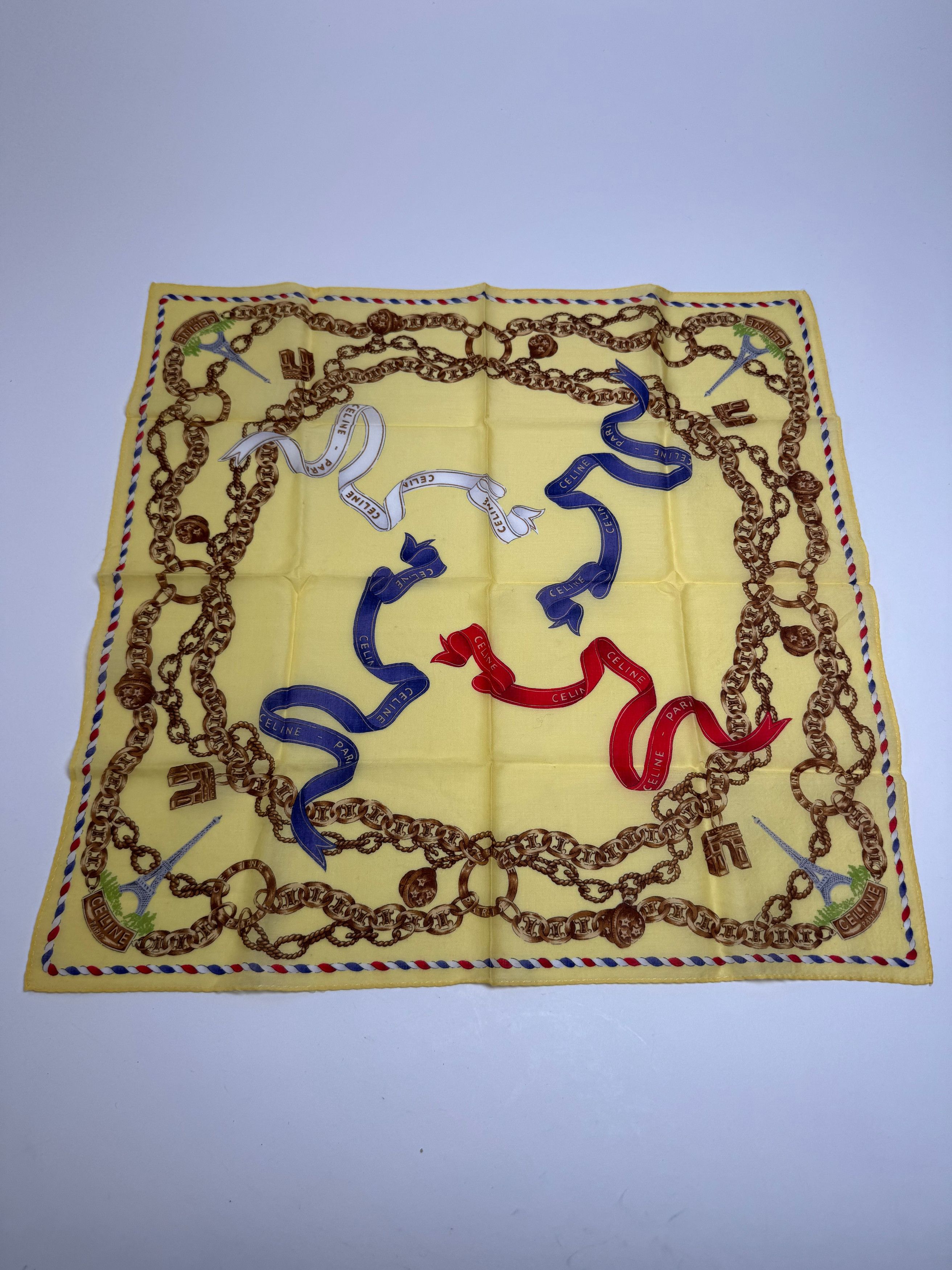 Celine Vintage Scarf Yellow Gold Size ONE SIZE - 1 Thumbnail