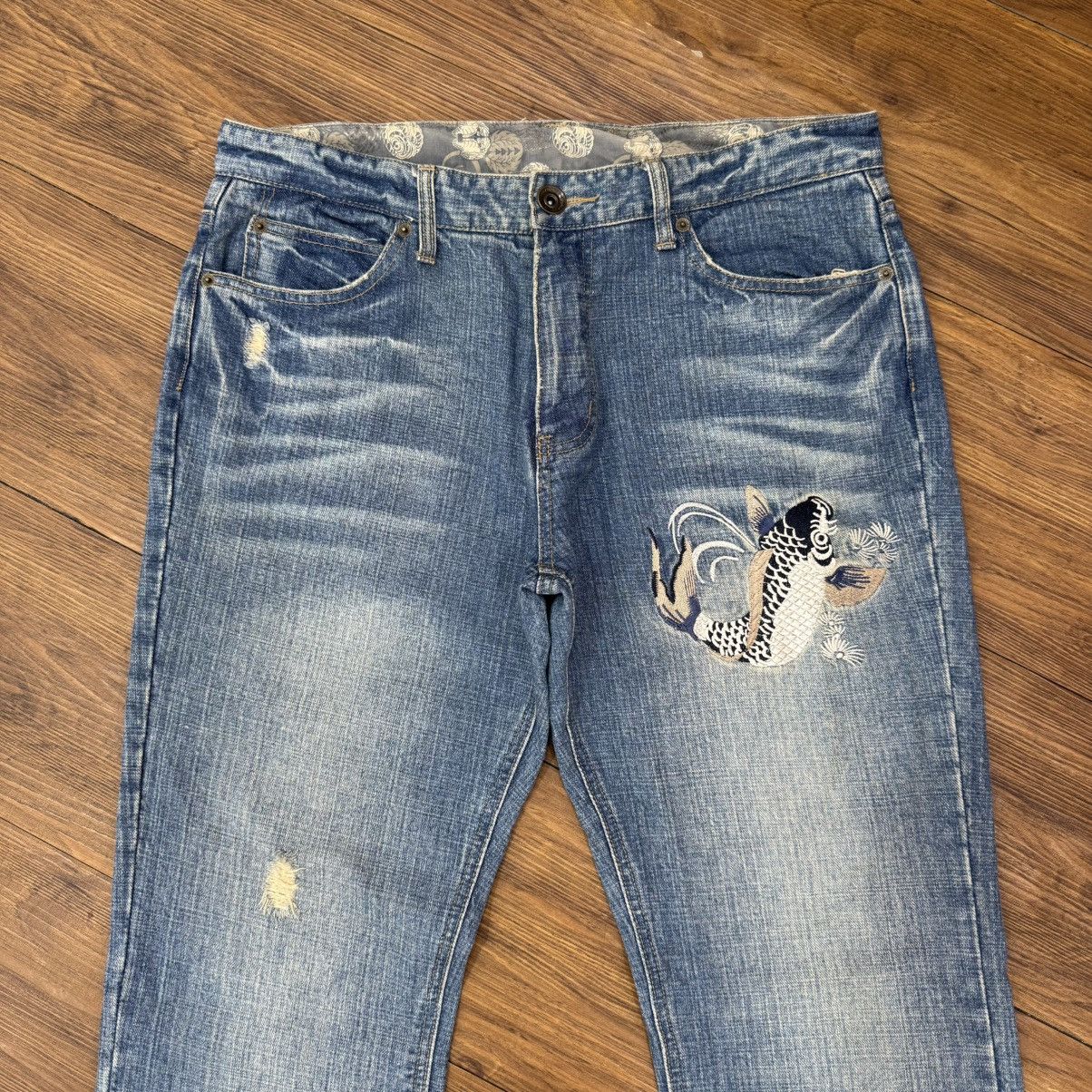 Japanese Brand W36 Vintage JAPAN embroided koi fish Jean denim pants Size US 36 / EU 52 - 1 Thumbnail
