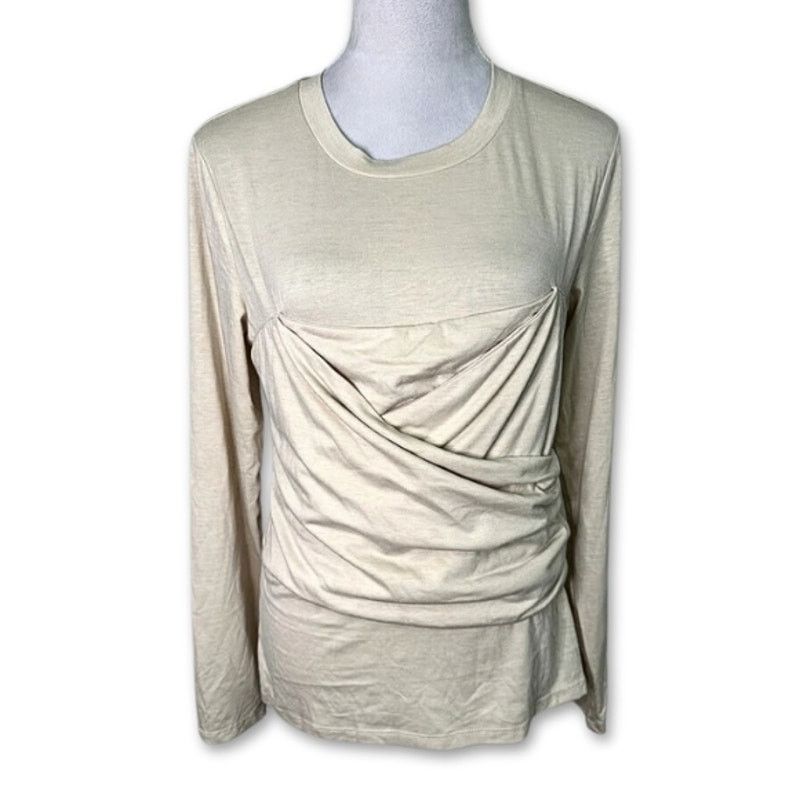 Other Vero Moda Nelly Top Blouse Ruched Long Sleeve Beige XL NWT Size XL / US 12-14 / IT 48-50 - 2 Thumbnail
