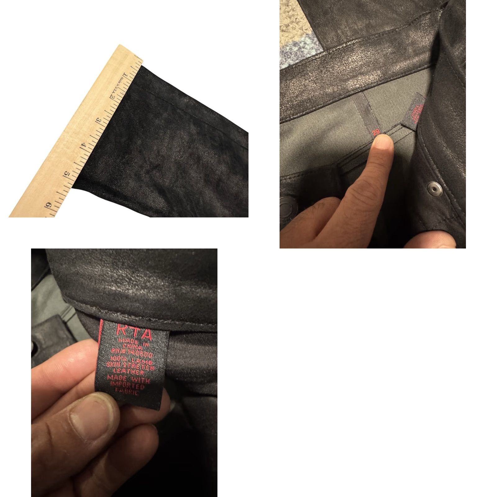 Vintage VINTAGE Road To Awe Lambskin Leather Mid Rise Skinny Pants Jeans 29x32 Black Size 29" - 11 Thumbnail