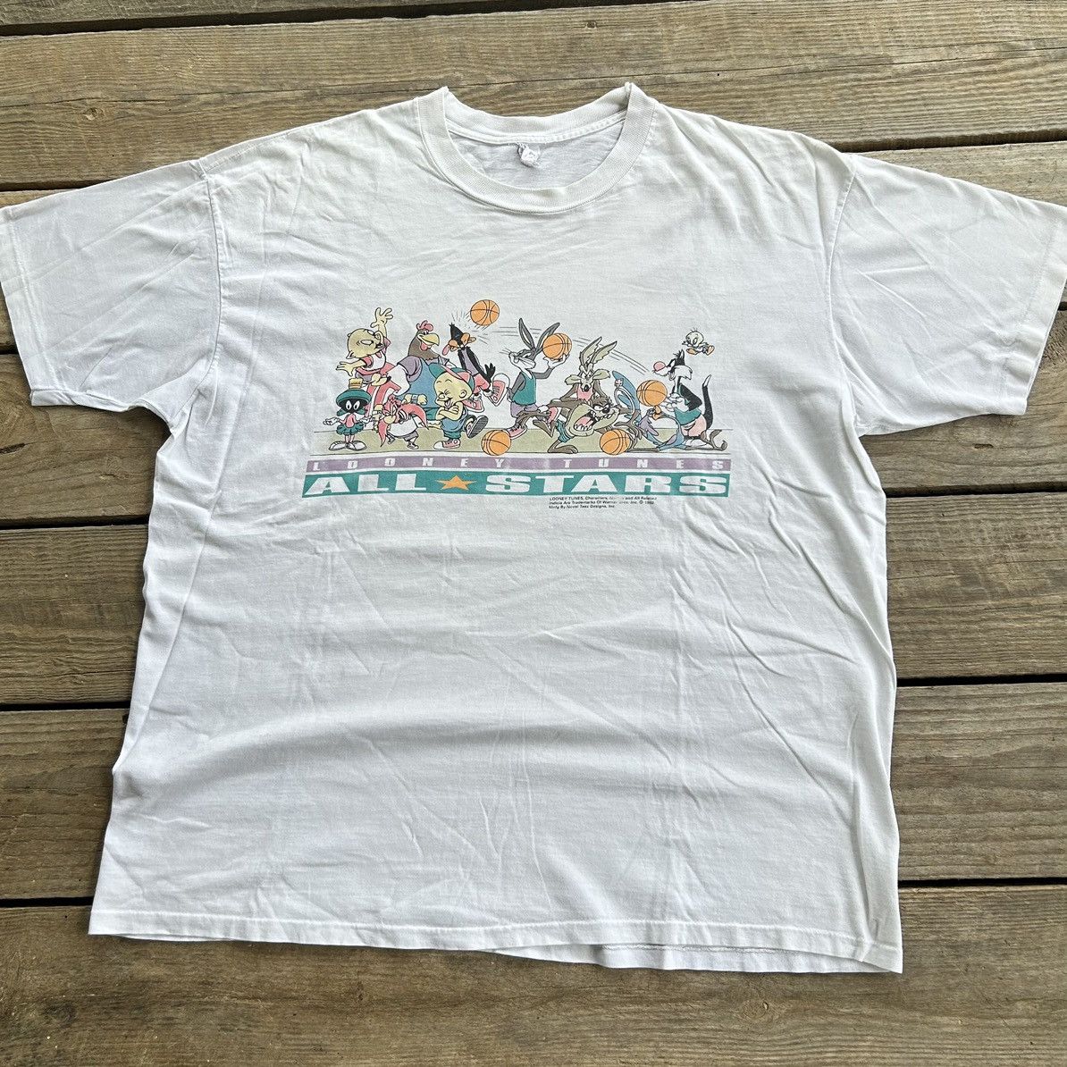 NBA Vintage 1992 Looney Tunes All Stars Basketball Taz T Shirt Size US XL / EU 56 / 4 - 2 Thumbnail