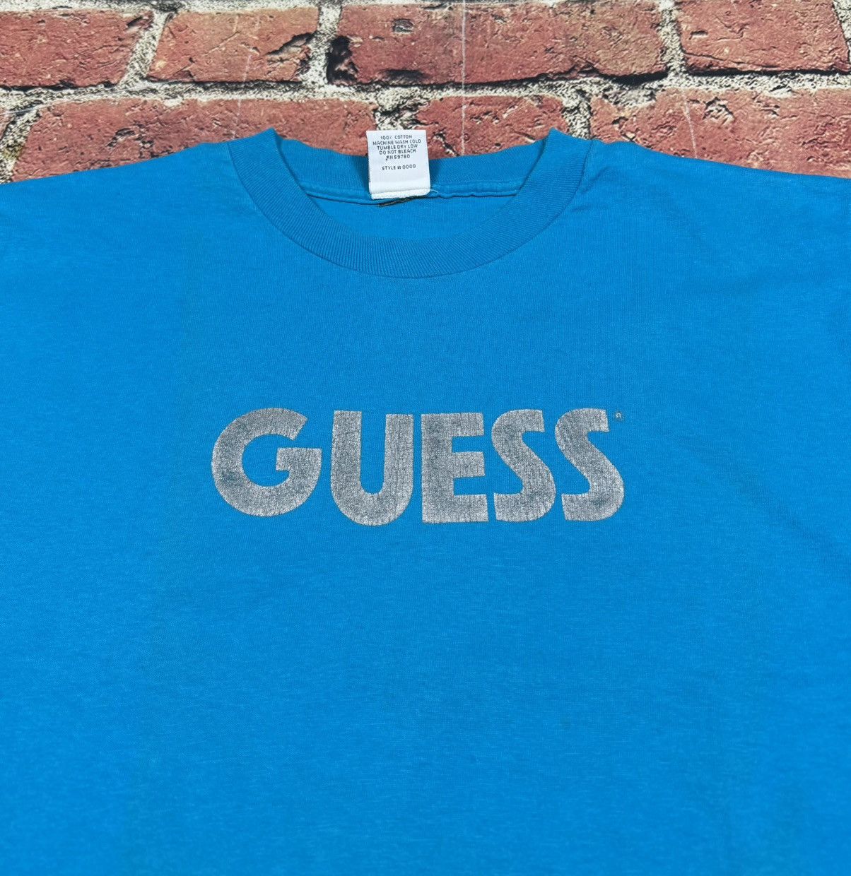 Guess Vintage 90s Guess Teal Blue Single Stitched T Shirt Marciano Size US L / EU 52-54 / 3 - 5 Thumbnail