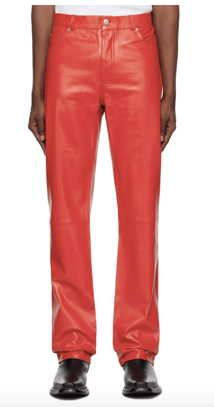 LUU DAN Red Lamb Leather Pants Size US 34 / EU 50 - 5 Thumbnail