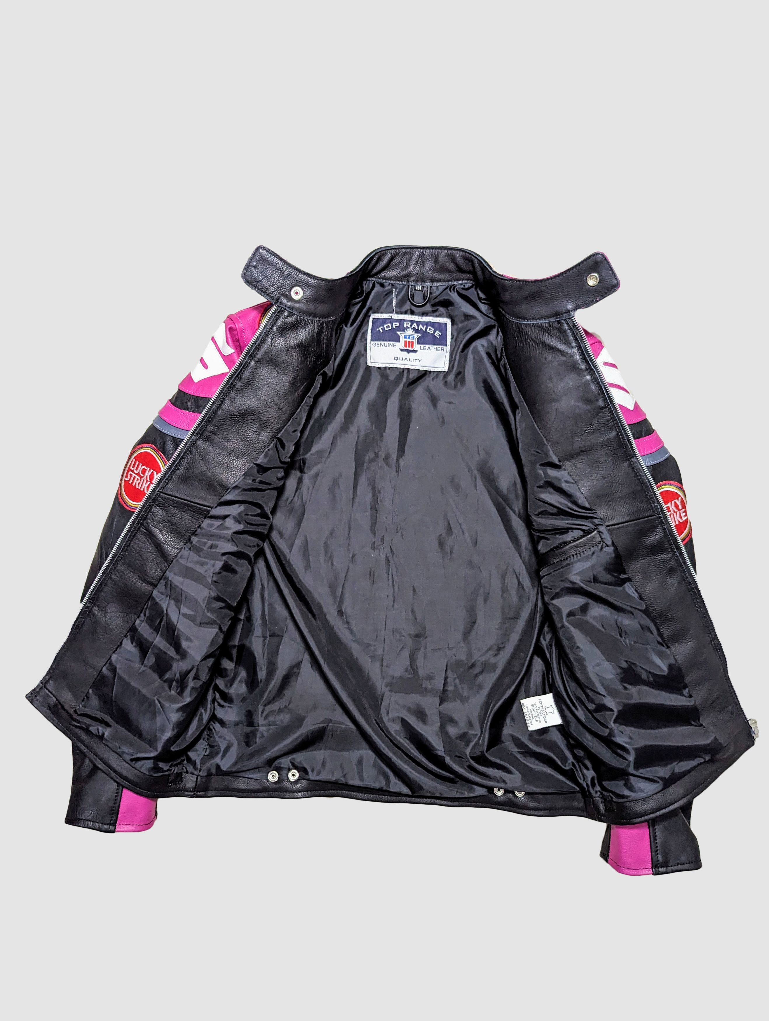 Other LUCKY STRIKE Rare Vintage PINK 90s Leather Jacket Size US XL / EU 56 / 4 - 6 Thumbnail