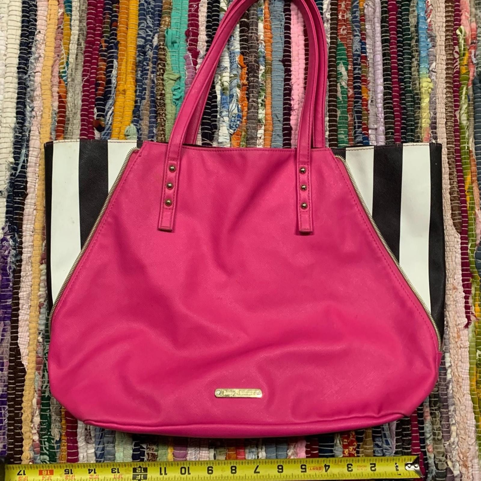Juicy Couture Jeans Juicy couture Pink and Black Striped Tote Bag Size ONE SIZE - 1 Thumbnail