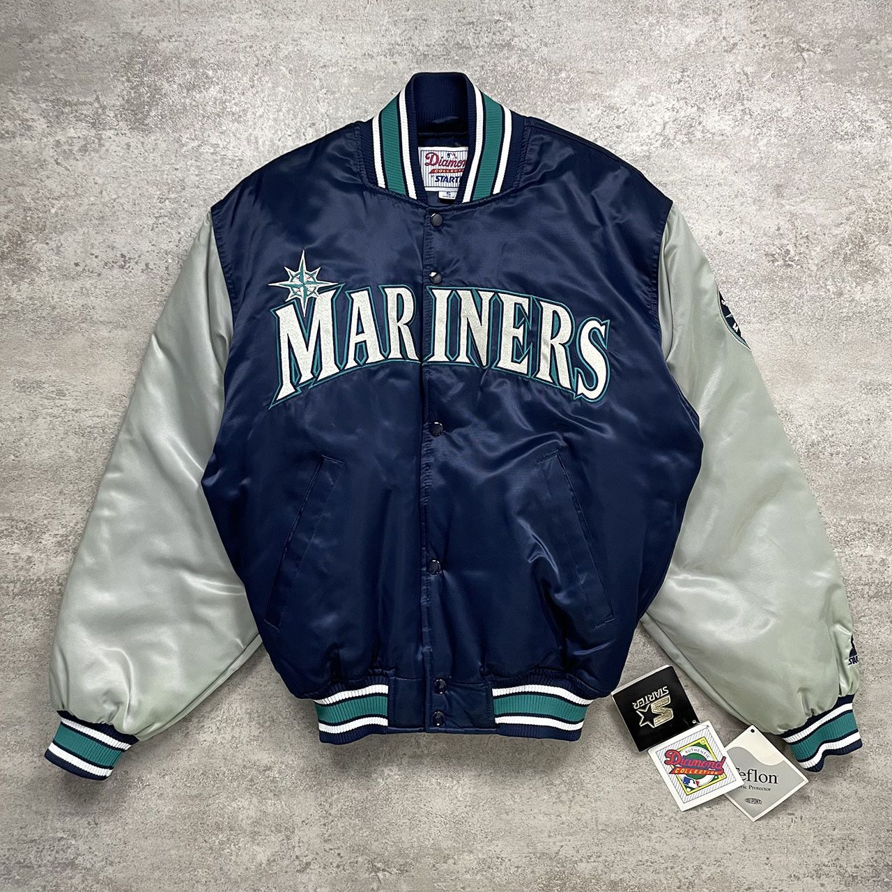 MLB × Starter × Vintage DS SEATTLE MARINERS STARTER SATIN BOMBER JACKET ...