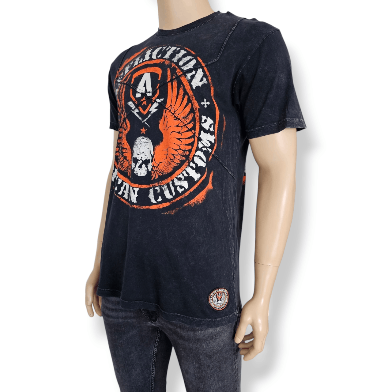 Affliction Affliction Acid Wash Black & Orange Graphic Print T-Shirt Size US L / EU 52-54 / 3 - 5 Thumbnail