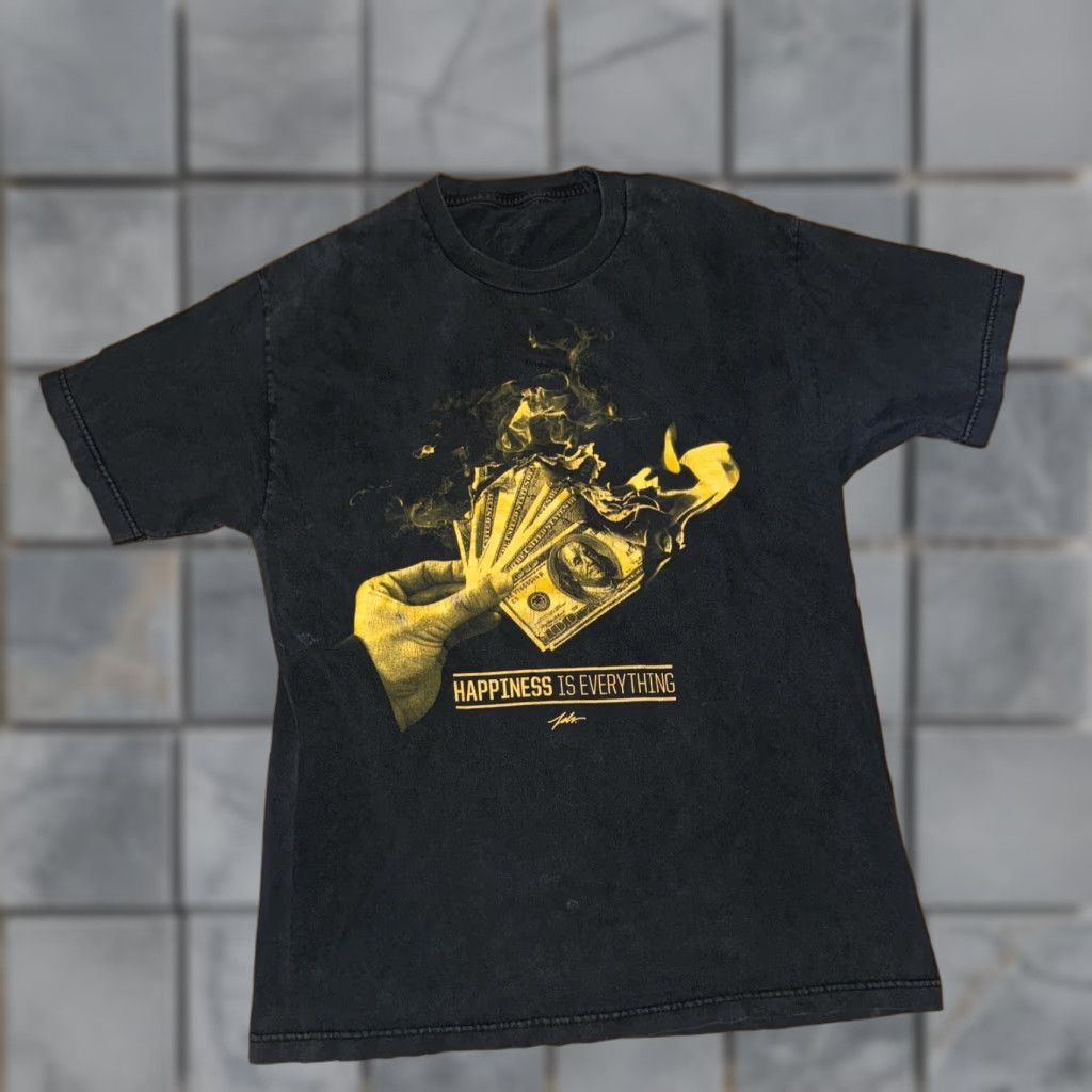 Vintage VINTAGE M&M T-Shirt Black Crew Neck Short Sleeve Men Medium 20x28 Happiness Is Everything Money Graphic Print Vintage 90s Theme Mens Size US M / EU 48-50 / 2 - 1 Thumbnail