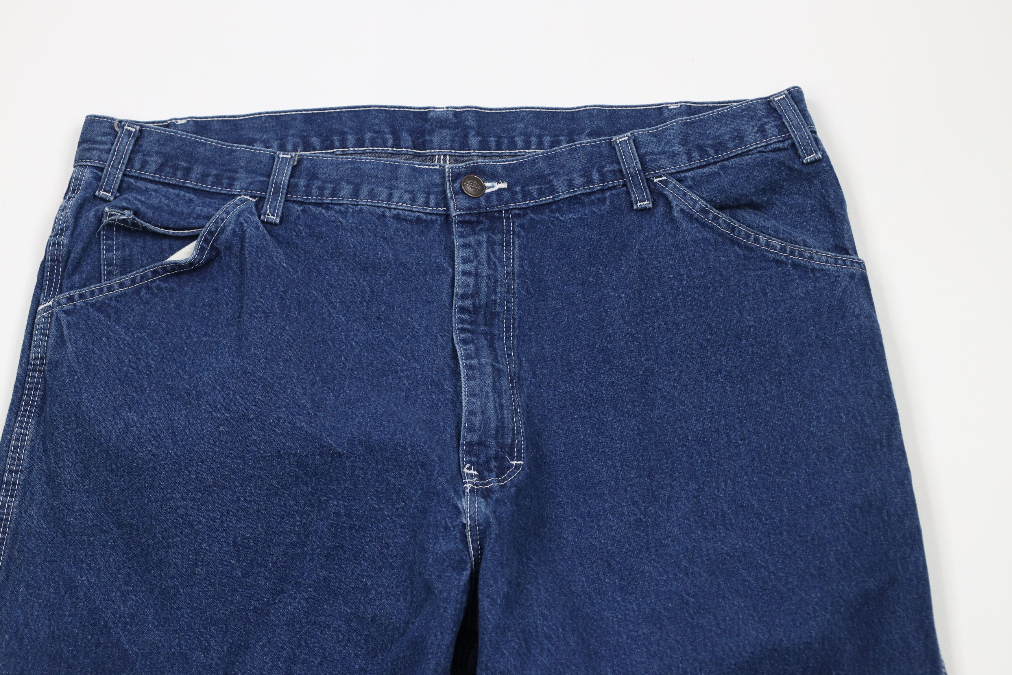 Dickies × Vintage Vintage 90s Dickies Spell Out Wide Leg Dungaree Denim Jeans Size US 40 / EU 56 - 2 Thumbnail