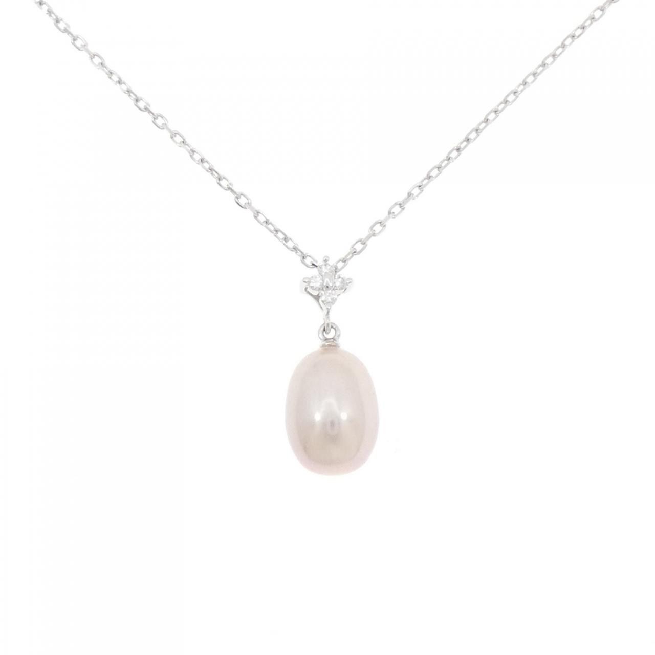 Mikimoto Pellita Mikimoto K18 White Gold Freshwater Pearl Diamond Necklace Metal Necklace DUTY FREE for USA