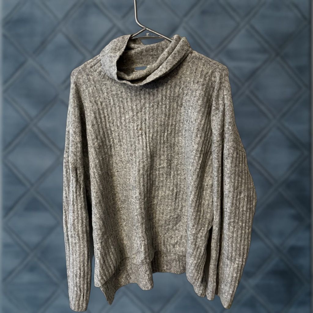 H&M H&M Cowl-Neck Sweater Lined Pullover Mixed Knit Gray Size M Womens Pullover Casual Knit Sweater Size M / US 6-8 / IT 42-44 - 1 Thumbnail