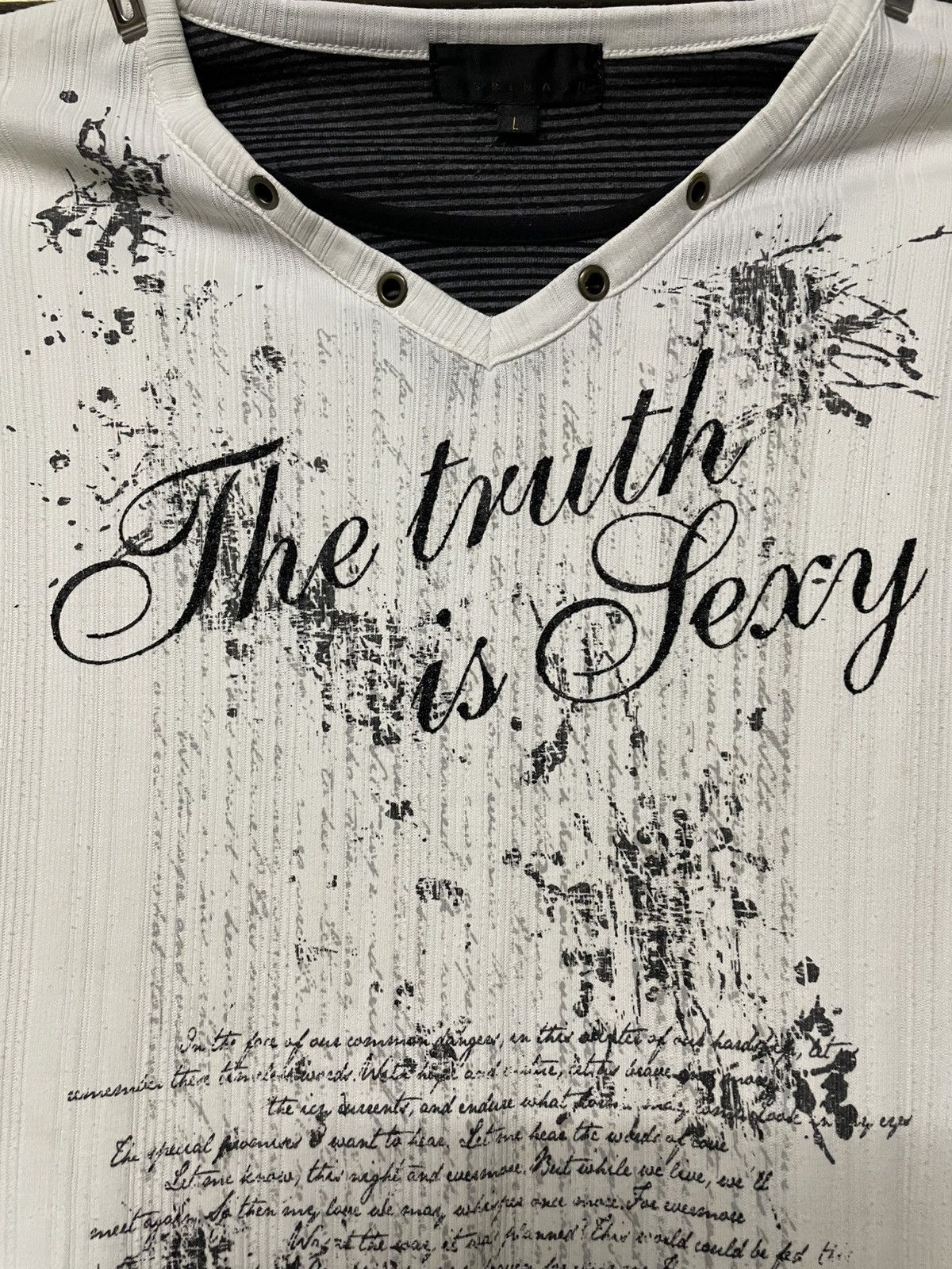Japanese Brand Vintage 1990s Japan Designer Spinash Poem The Truth Sexy Tee Size US M / EU 48-50 / 2 - 6 Thumbnail
