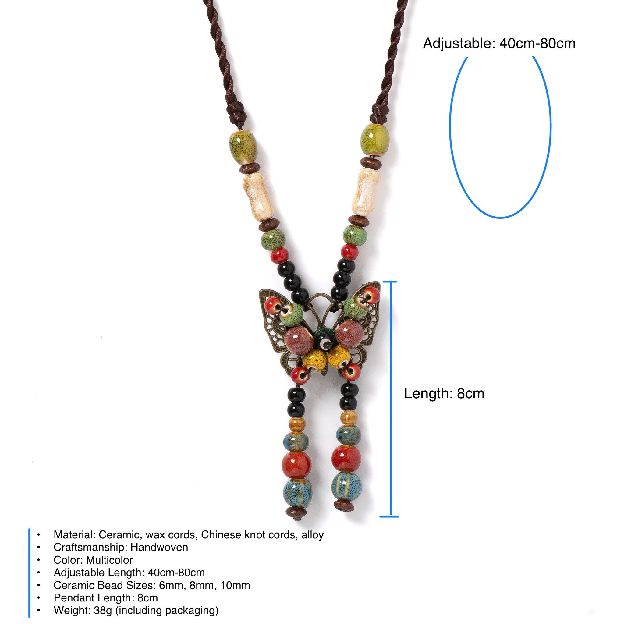 Handmade Vintage Butterfly Pendant Necklace Handmade Gift For Her Size ONE SIZE - 8 Thumbnail