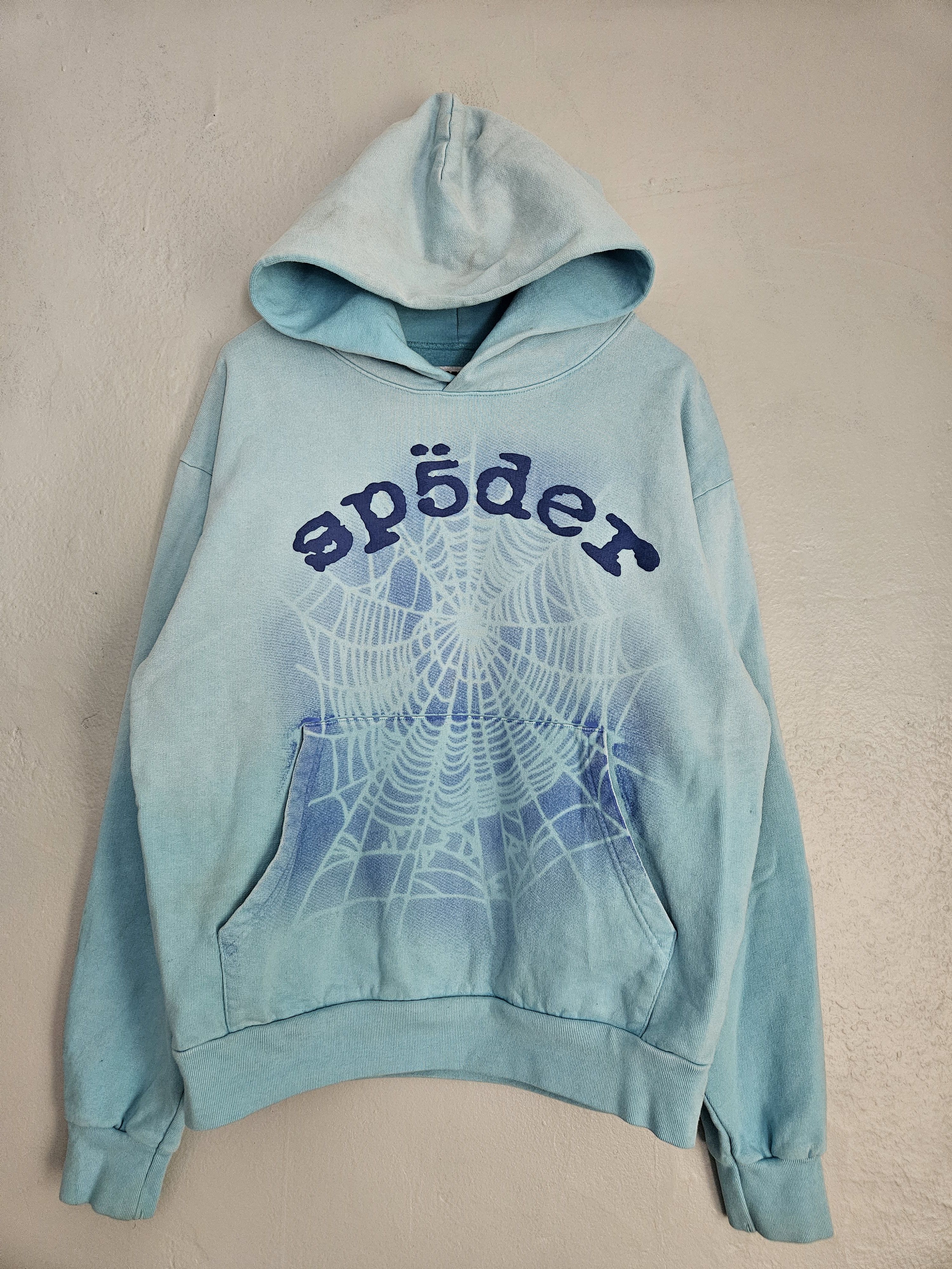 Sp5der OG Web V2 Airbrush Spray Light Blue Hoodie Size US M / EU 48-50 / 2 - 1 Thumbnail