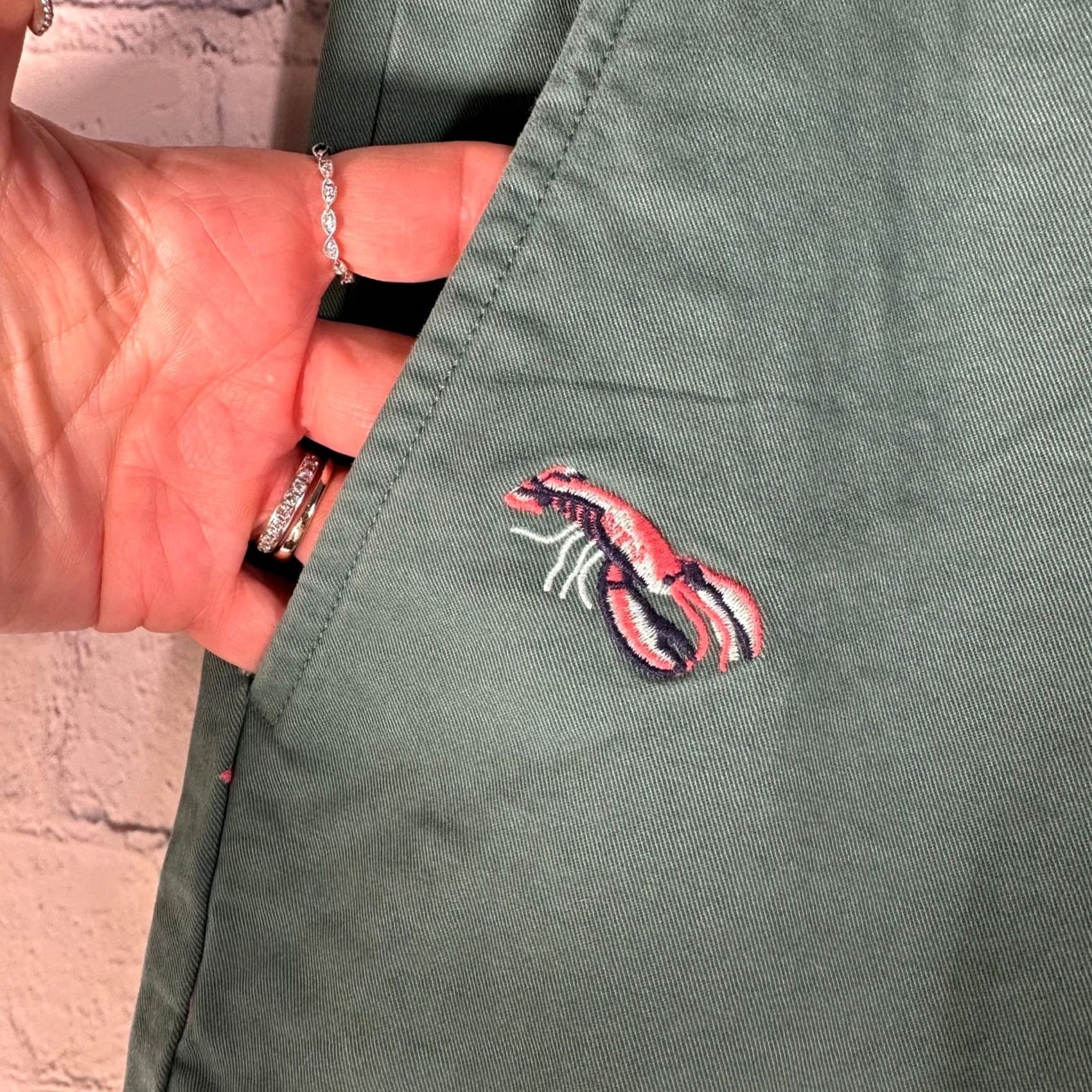 Bonobos Bonobos Chino Shorts 38 Green Embroidered Lobster Nautical 9 Inseam Casual Mens Shorts Size US 38 / EU 54 - 3 Thumbnail