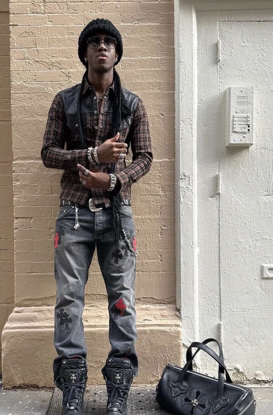 Chrome Hearts Wisdom Kaye Leather Cross Patch Flannel