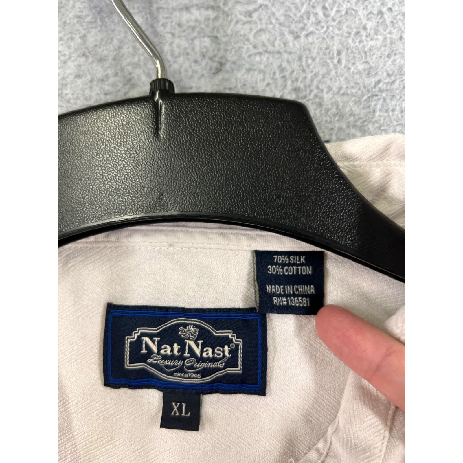 Nat Nast Nat Nast Luxury Originals Button-Up Shirt Mens XL Beige Herringbone Silk Cotton Blend Collared Short Sleeve Pockets Regular All Seasons Size US XL / EU 56 / 4 - 7 Thumbnail