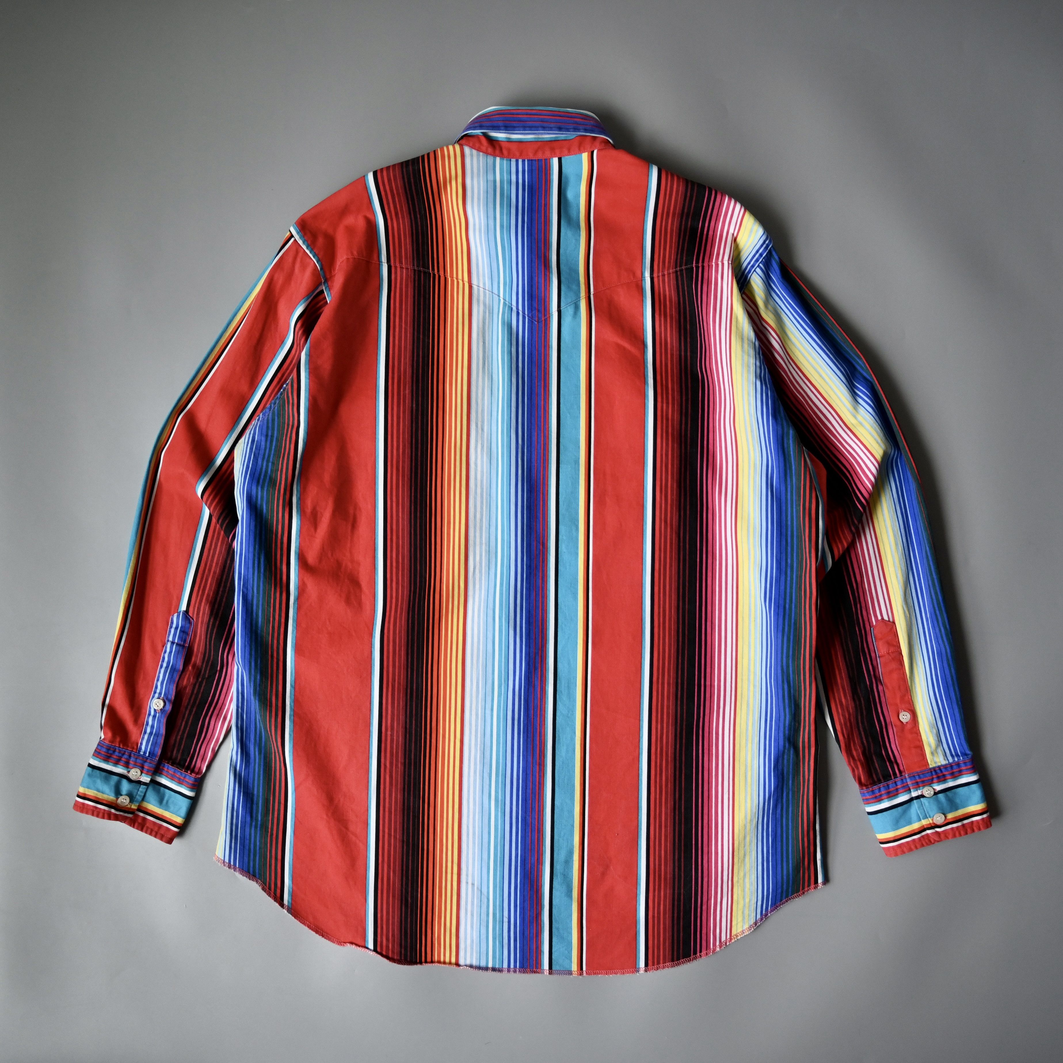 Vintage VTG Wrangler red base sunlight stripe cotton western shirt Size US XL / EU 56 / 4 - 5 Thumbnail