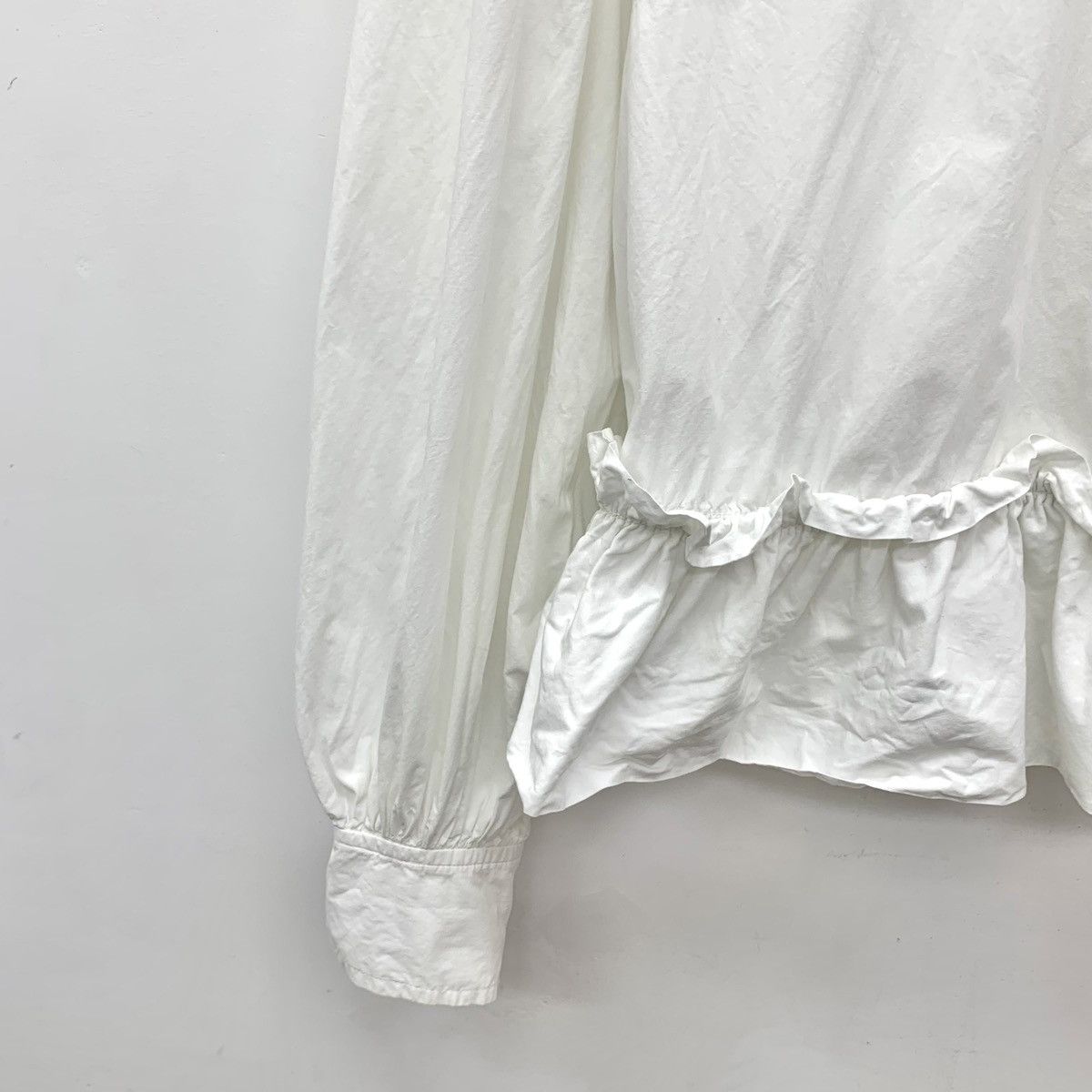 Ganni Ganni White Lace Trim Cotton Long Sleeve Shirt K26WX Size XS / US 0-2 / IT 36-38 - 4 Thumbnail