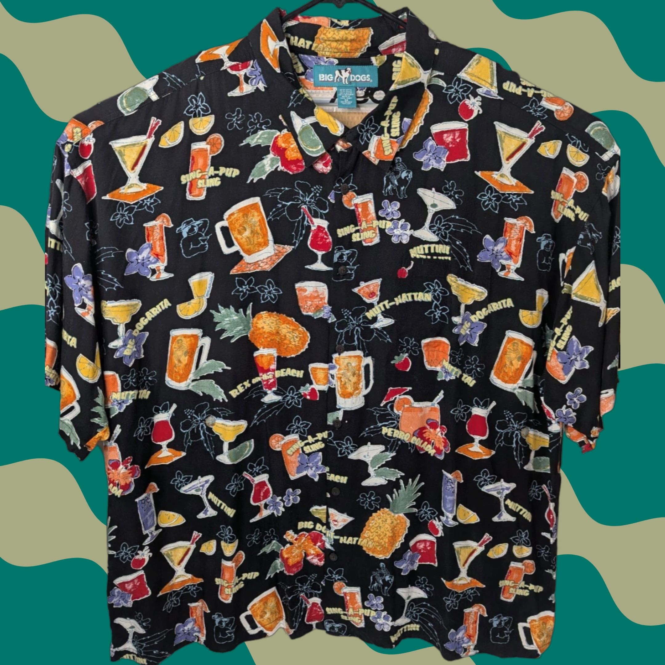 Big Dogs VINTAGE Big Dogs Shirt Mens 5X Blue Floral Beach Hawaiian Short Sleeve Button-Up Collared 5X Casual Party/Cocktail Travel Vacation Size US XXL / EU 58 / 5 - 1 Thumbnail
