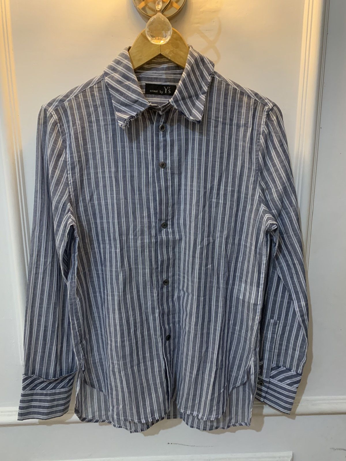 Yohji Yamamoto Yohji Yamamoto • Semi-Sheer Striped Shirt Asymmetric Collar Size US S / EU 44-46 / 1 - 1 Thumbnail